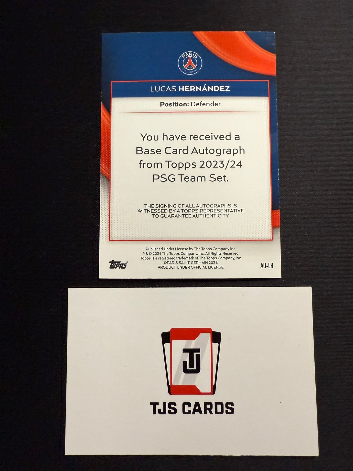 Lucas Hernandez - Auto - TOPPS PSG Team Set 2023/24