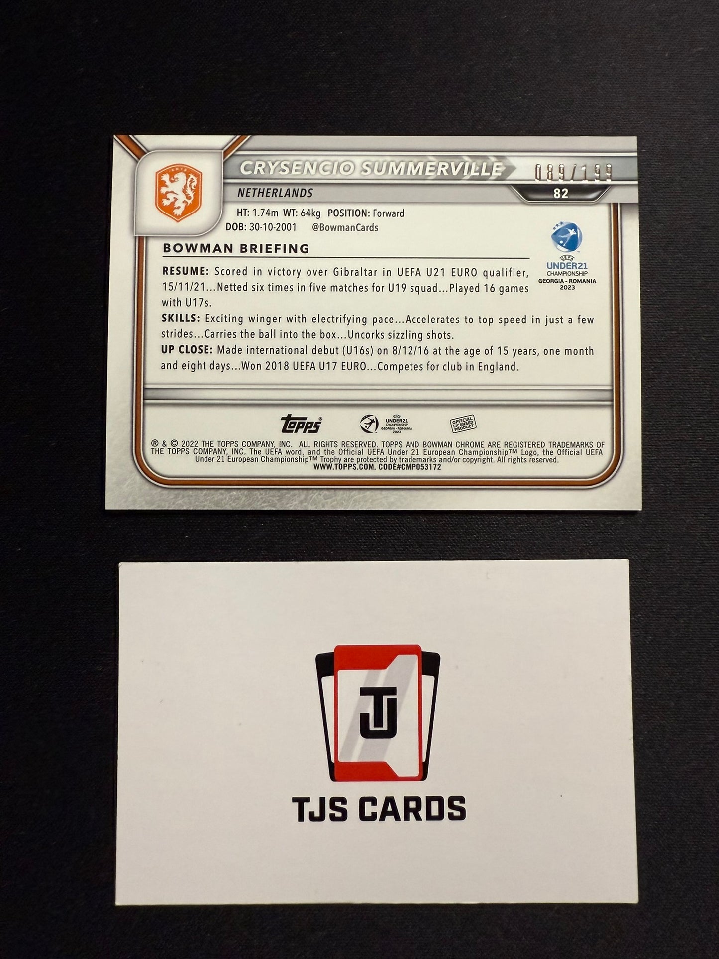Crysencio Summerville - 1st Green /199 - TOPPS Bowman Chrome UEFA U21 EURO 2023