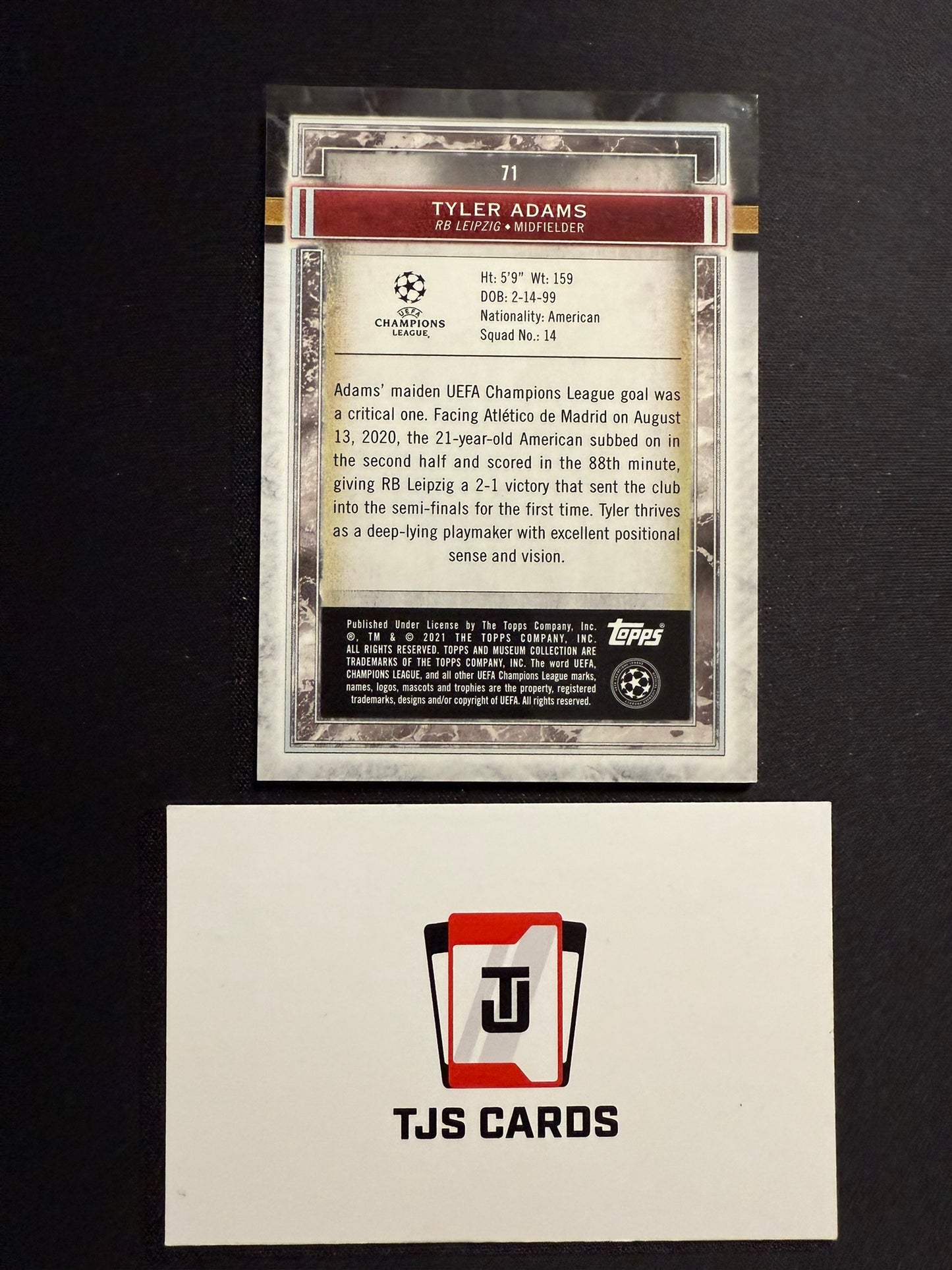 Tyler Adams - Gold /50 - TOPPS Museum UCL 2020/21