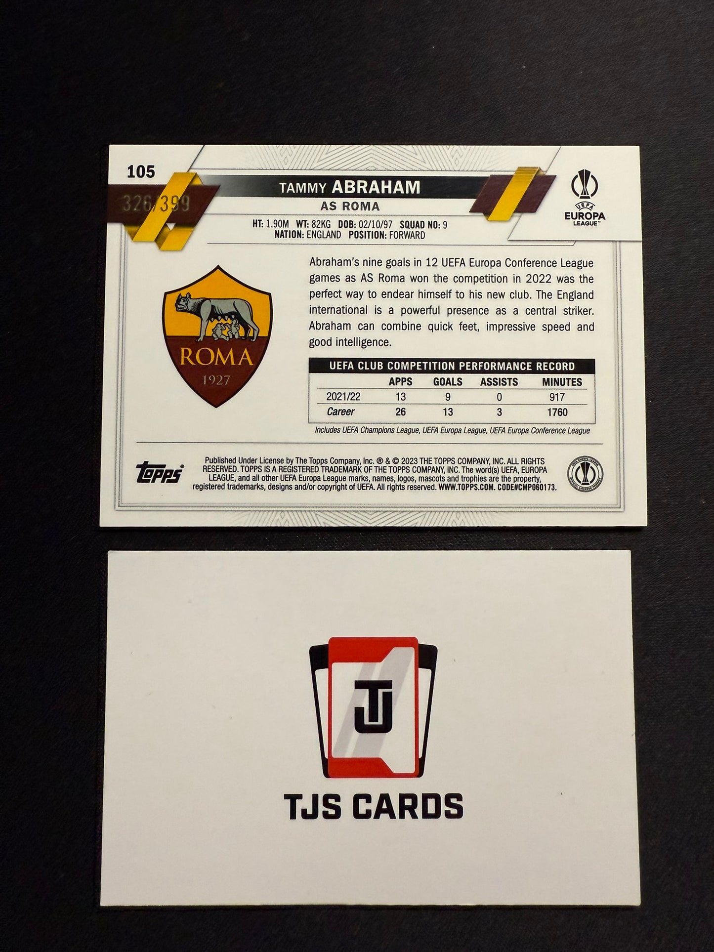 Tammy Abraham - Green Shimmer /399 - TOPPS Chrome UCC 2022/23