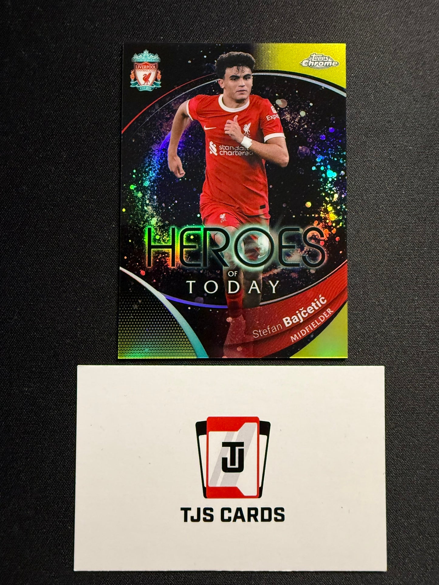 Stefan Bajcetic - Yellow /75 - TOPPS Liverpool Chrome 2023/24
