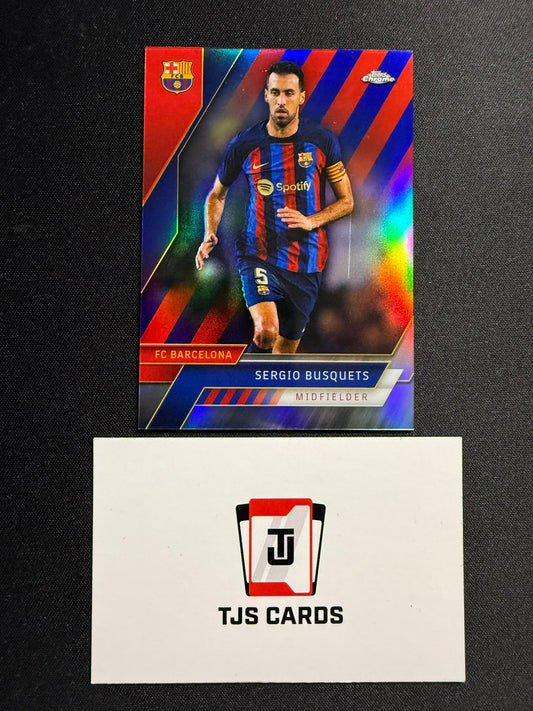 Sergio Busquets - Red & Blue /99 - TOPPS Barcelona Chrome 2022/23