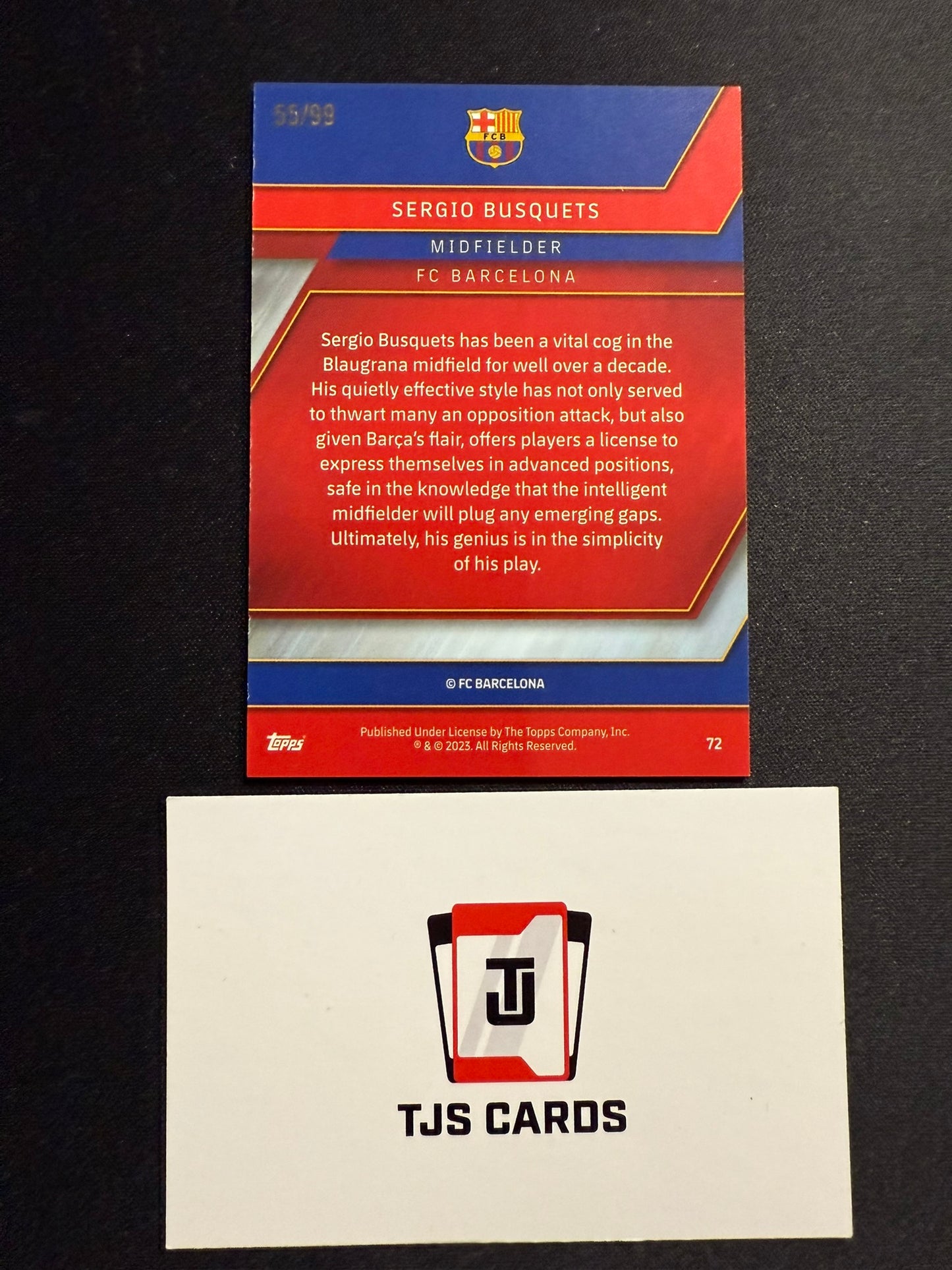 Sergio Busquets - Red & Blue /99 - TOPPS Barcelona Chrome 2022/23