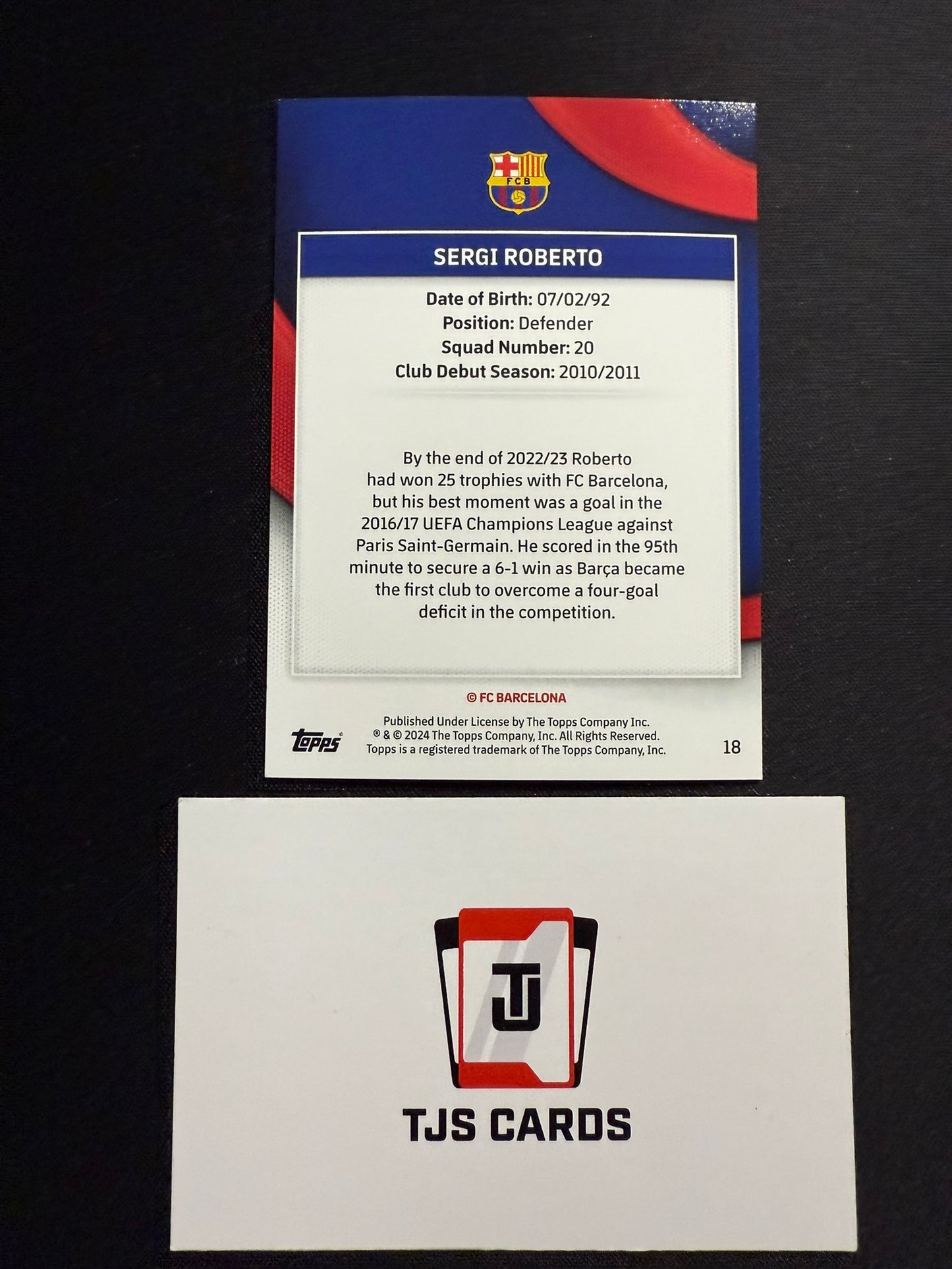 Sergi Roberto - Blue /250 - TOPPS Barcelona Team Set 2023/24