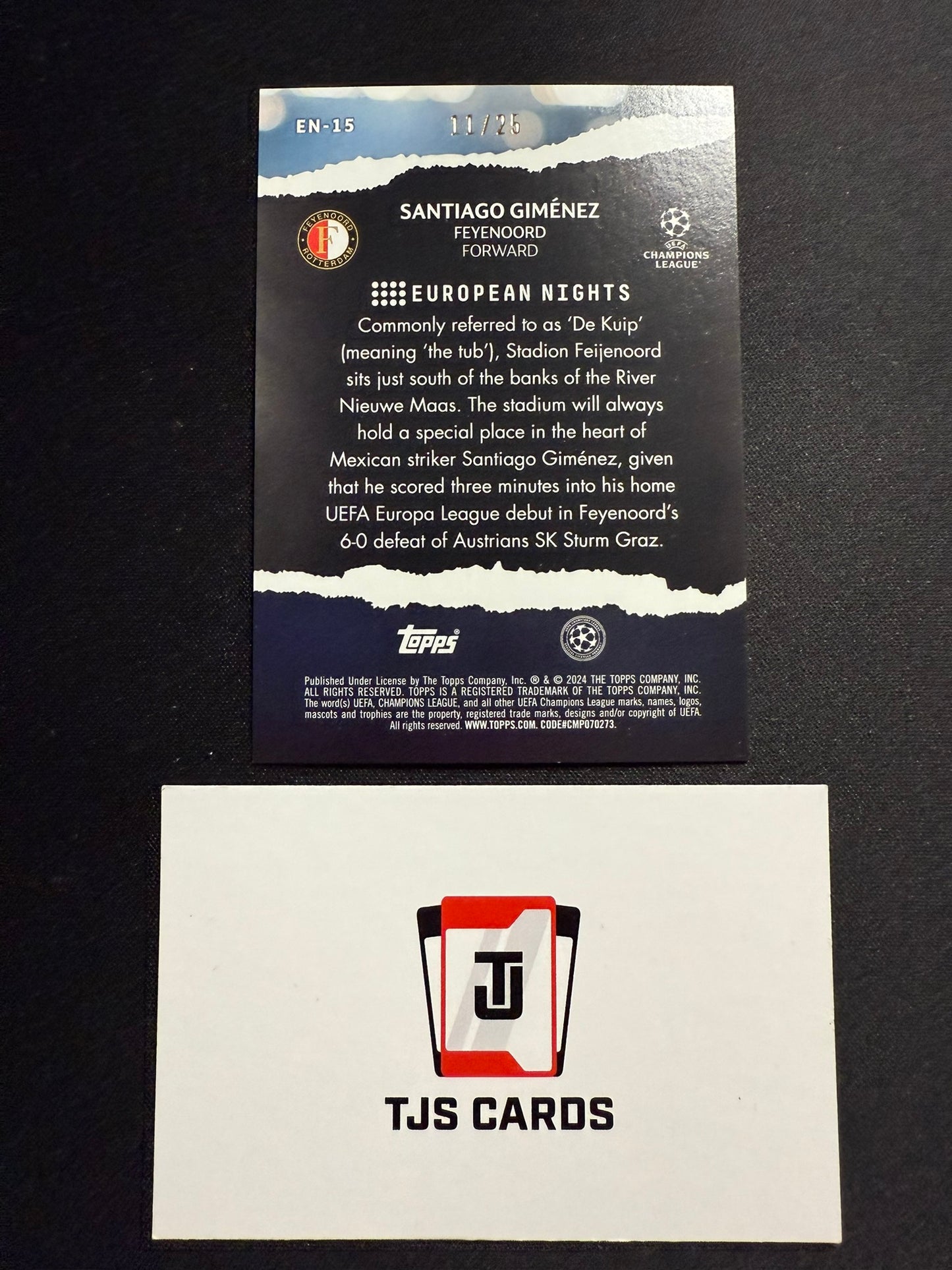 Santiago Gimenez - Orange European Nights /25 - TOPPS UCC 2023/24