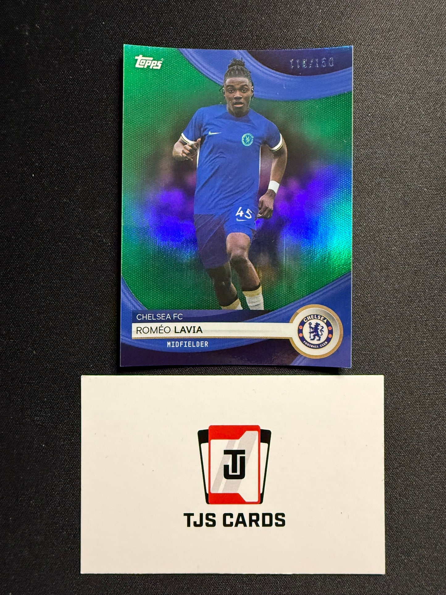 Romeo Lavia - MISPRINT Green /150 - TOPPS Chelsea Team Set 2023/24