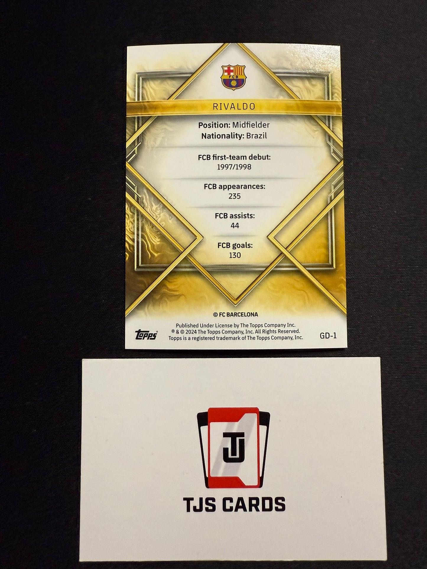 Rivaldo - Gold Drip Blue /250 - TOPPS Barcelona Team Set 2023/24