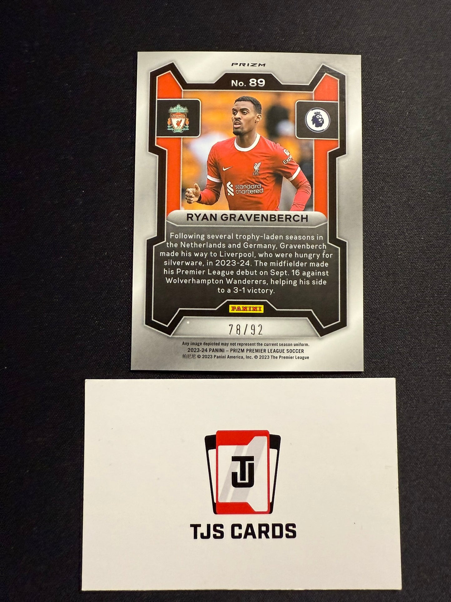 Ryan Gravenberch - Purple & White /92 - Panini Prizm Premier League 2023/24