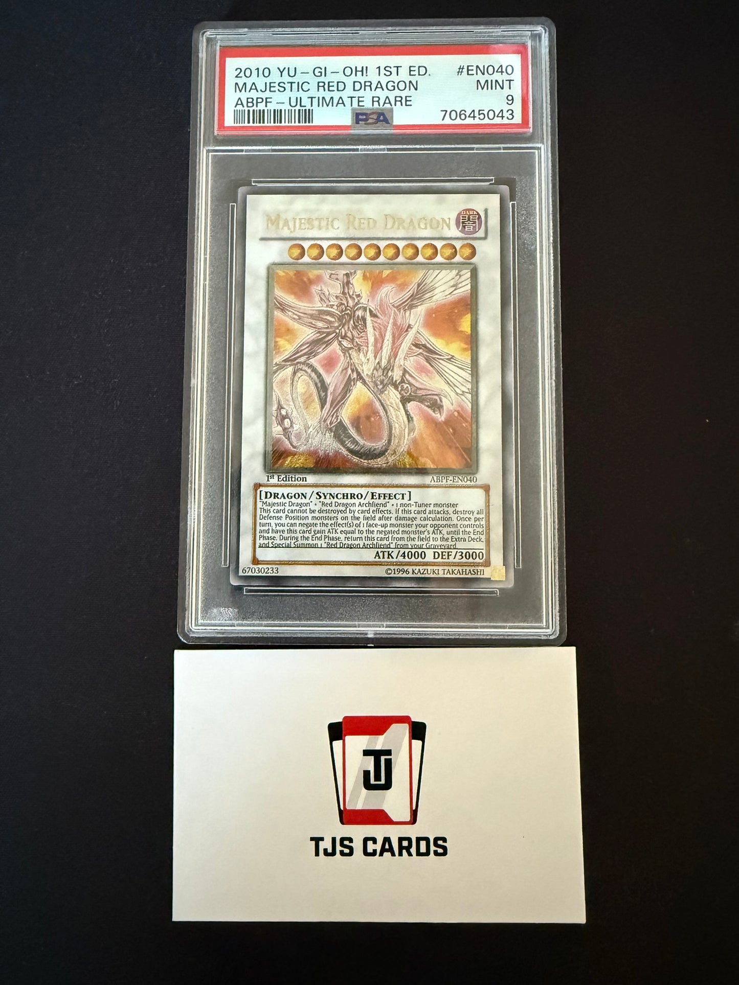 Majestic Red Dragon - PSA 9 - Ultimate Rare 1st Edition ABPF-EN040 - YuGiOh