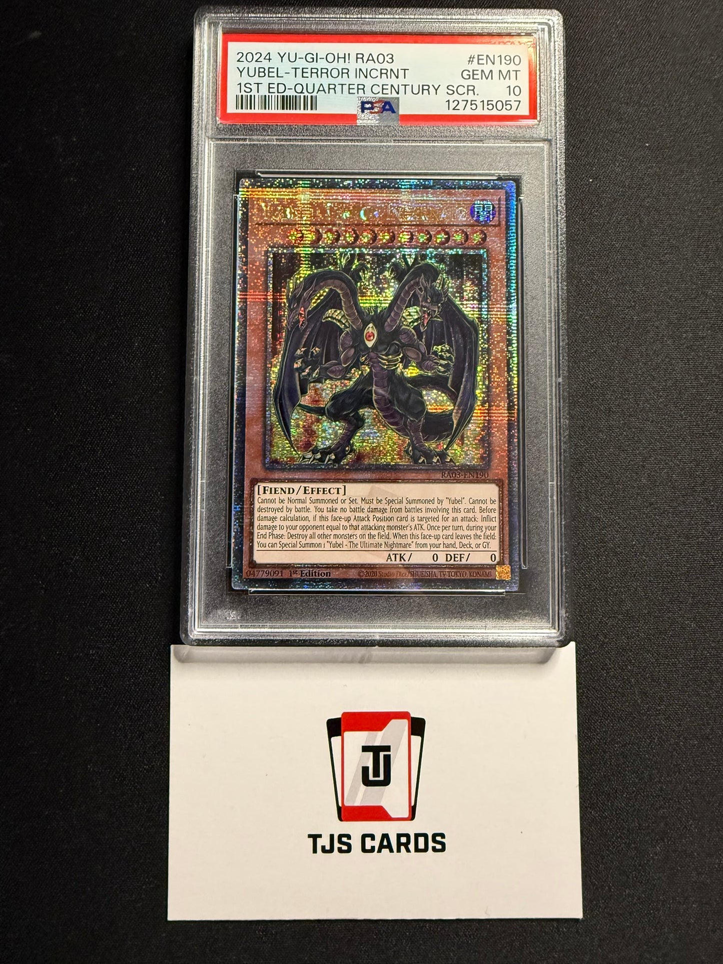 Yubel - Terror Incarnate - PSA 10 - Quarter Century Secret Rare RA03-EN190 - YuGiOh