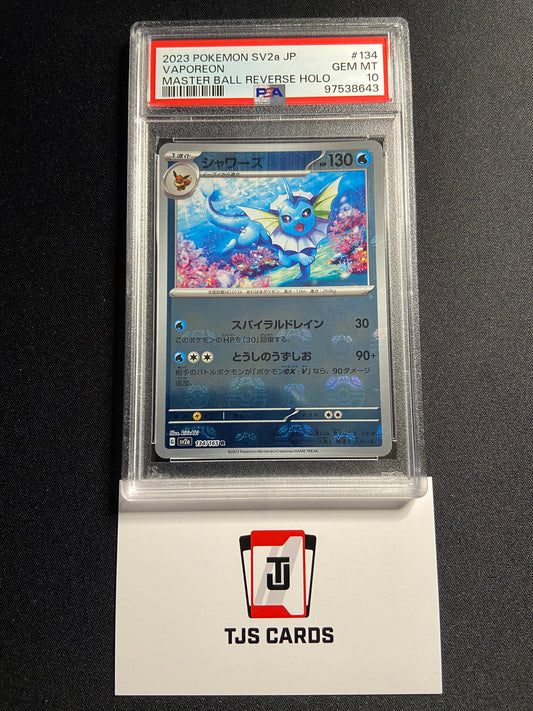 Vaporeon - PSA 10 - Master Ball Reverse sv2a 151 134/165 - Pokemon