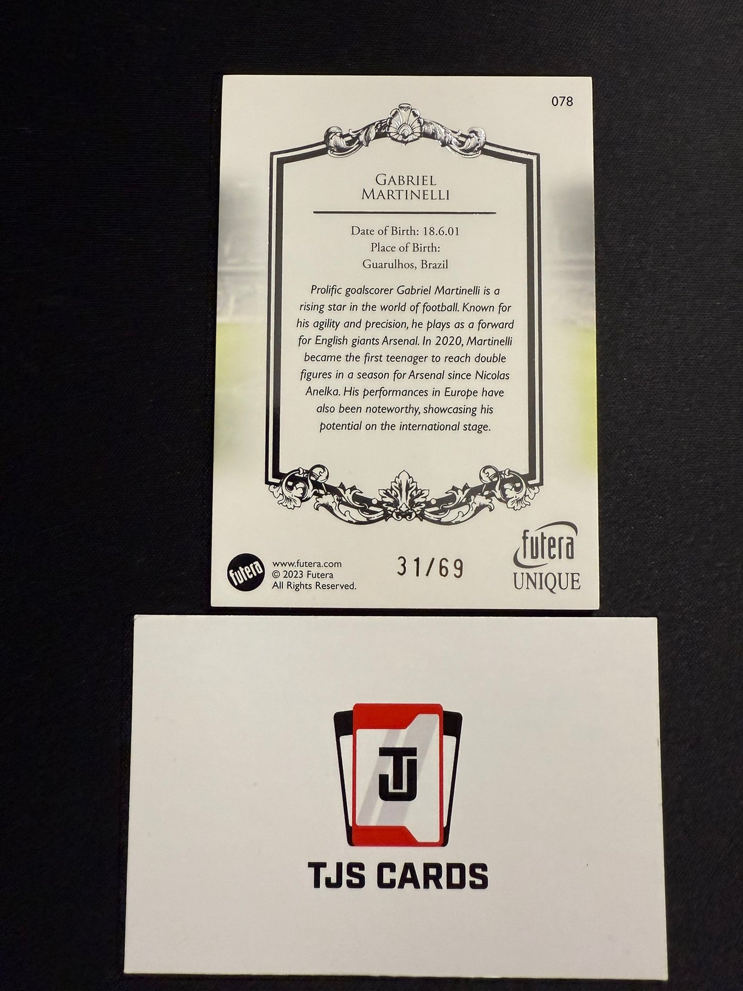 Gabriel Martinelli - Silver /69 - Futera Unique 2023
