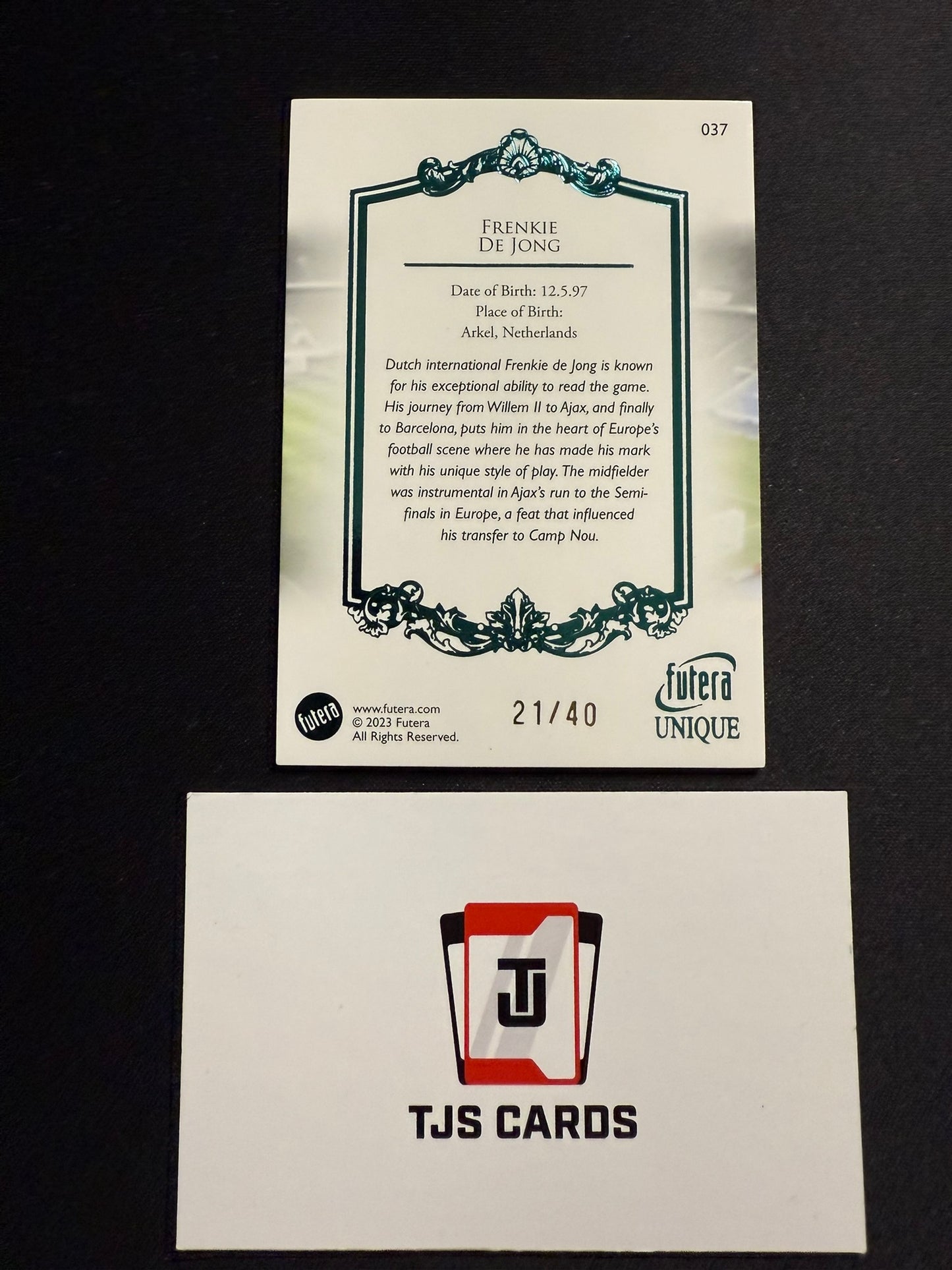 Frenkie De Jong - Turquoise /40 - Futera Unique 2023