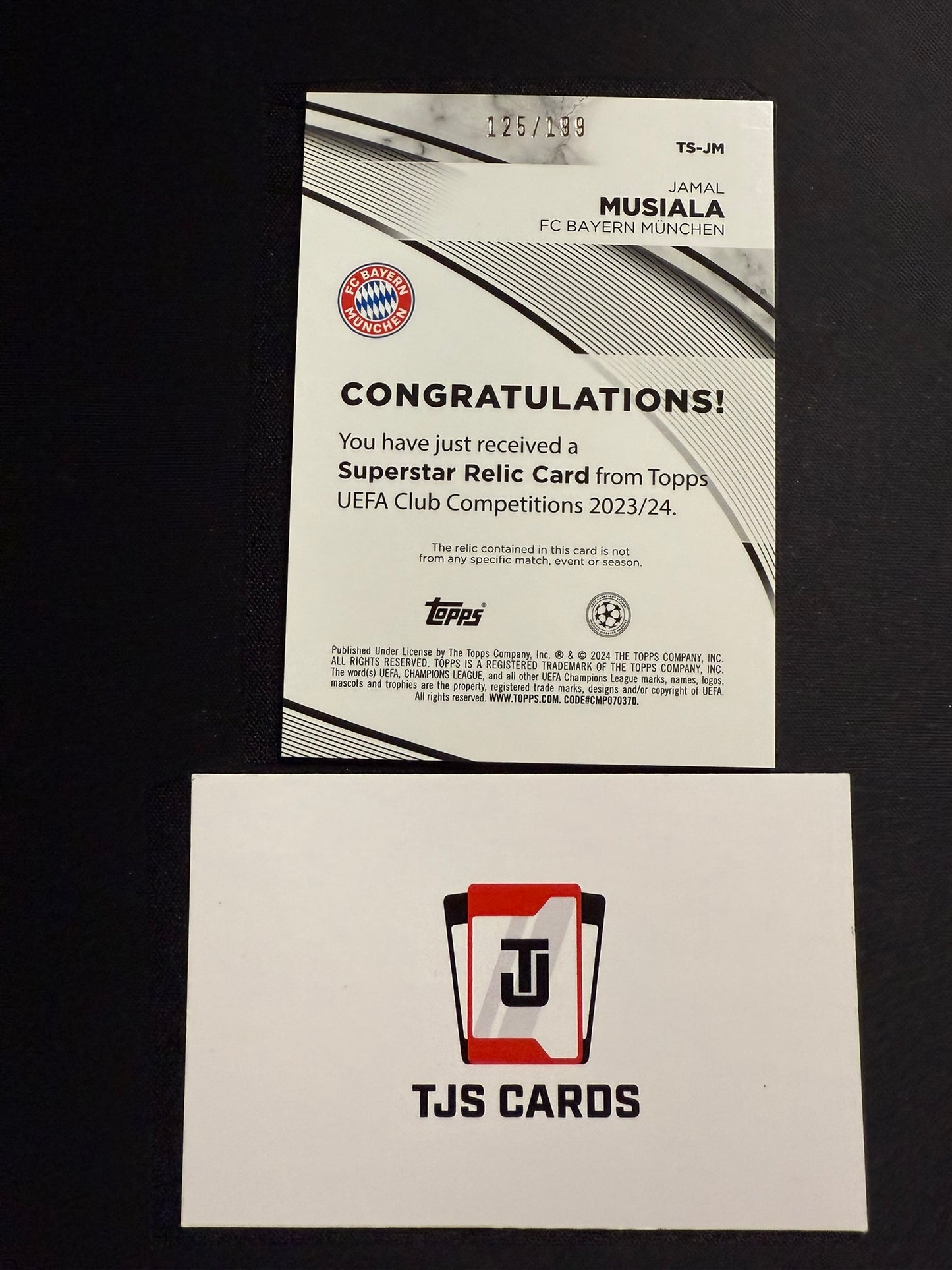Jamal Musiala - Green Match-Worn Patch /199 - TOPPS UCC 2023/24