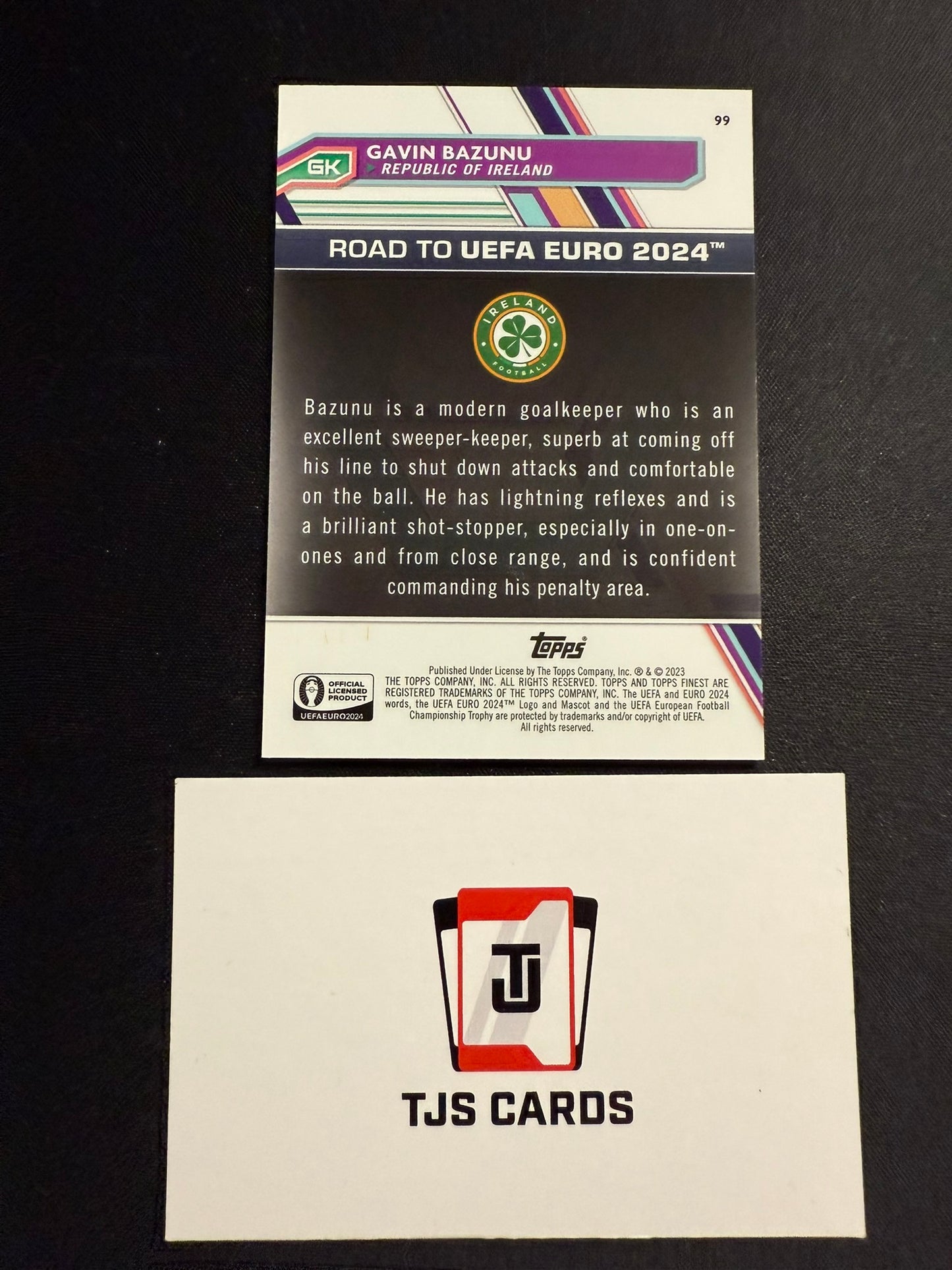 Gavin Bazunu - Blue /150 - TOPPS Finest Road To EURO 2024
