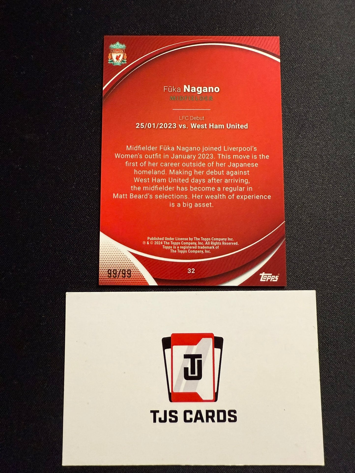 Fuka Nagano - Aqua /99 - TOPPS Liverpool Chrome 2023/24