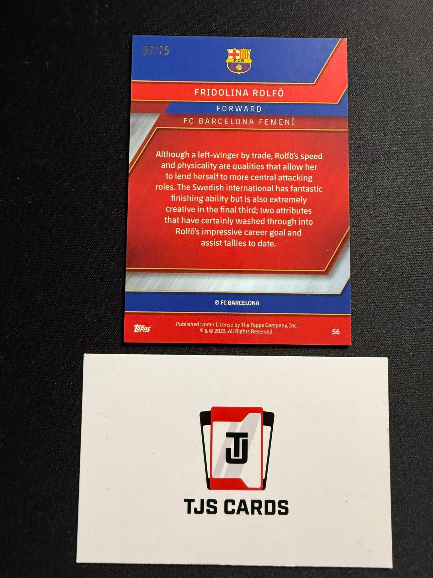 Fridolina Rolfo - Blue Rookie /75 - TOPPS Barcelona Chrome 2022/23