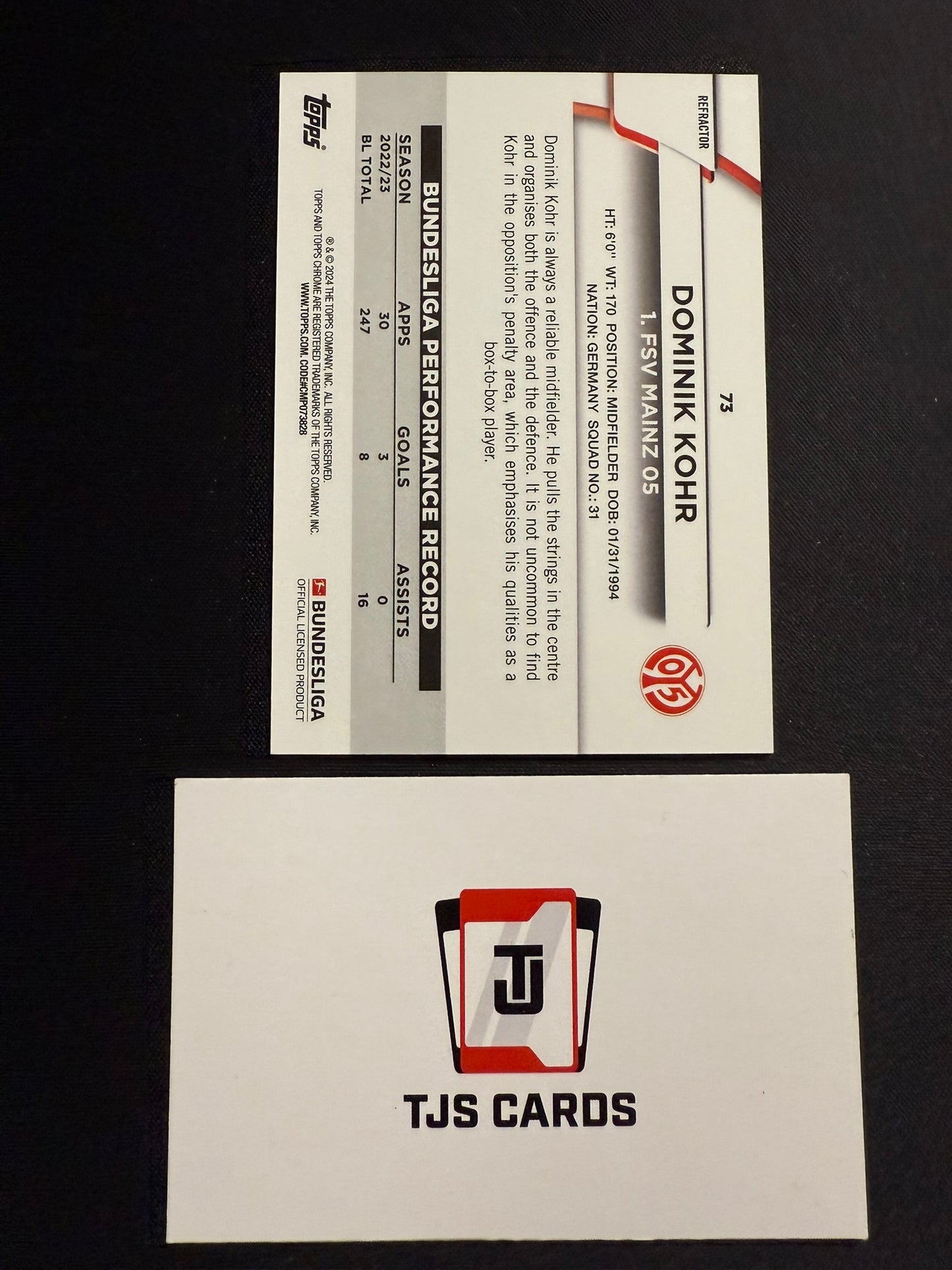 Dominik Kohr - X-Fractor /250 - TOPPS Bundesliga Chrome 2023/24