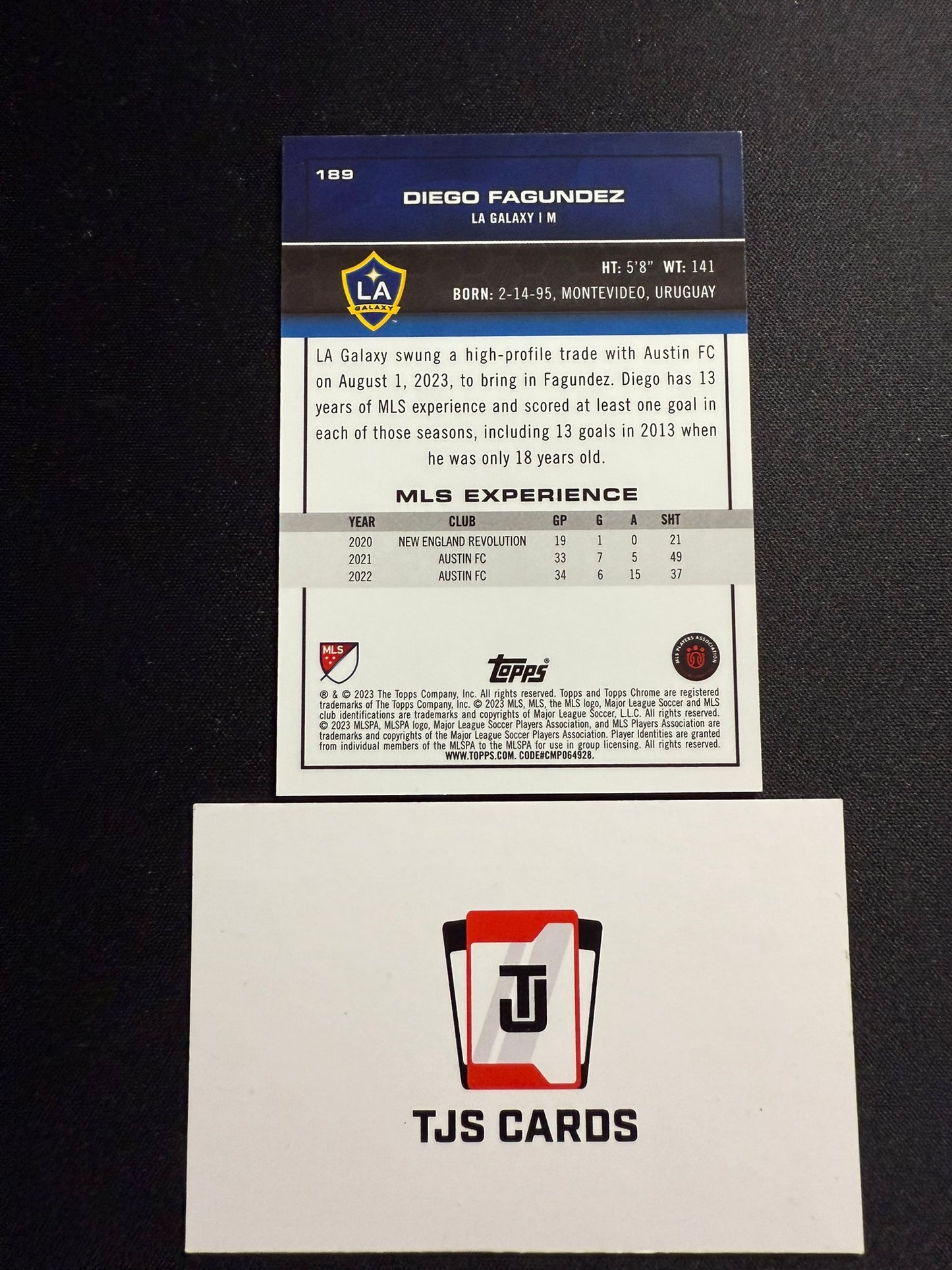 Diego Fagundez - Black /10 - TOPPS MLS Chrome 2023