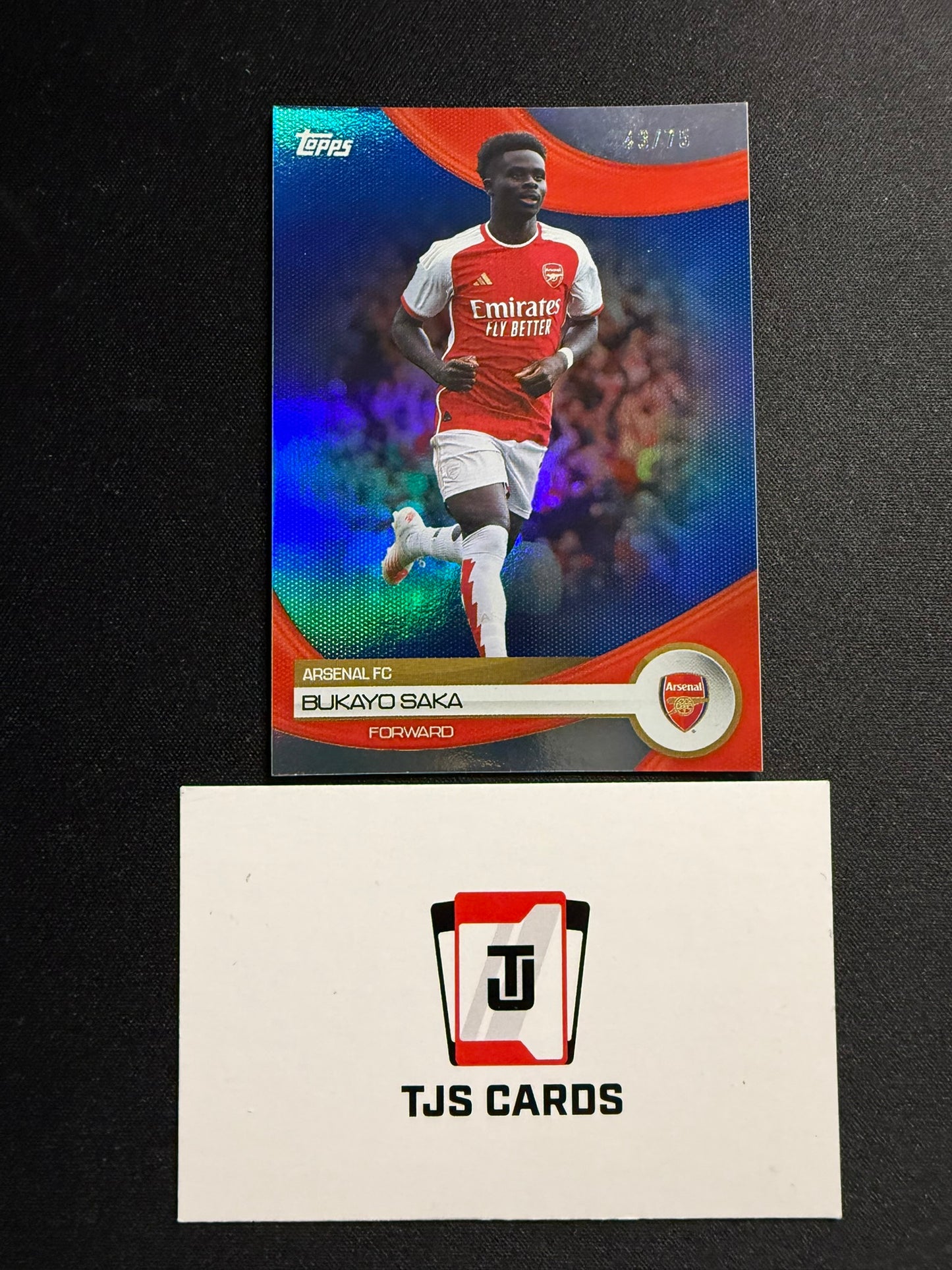 Bukayo Saka - Blue /75 - TOPPS Arsenal Team Set 2023/24
