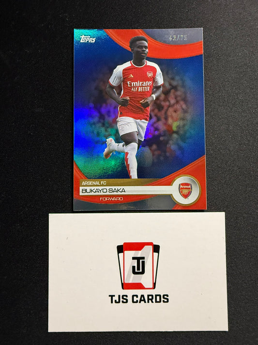 Bukayo Saka - Blue /75 - TOPPS Arsenal Team Set 2023/24