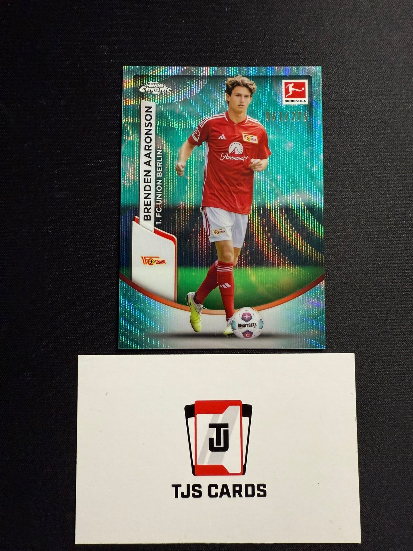 Brenden Aaronson - Aqua Bubble Wave /275 - TOPPS Bundesliga Chrome 2023/24
