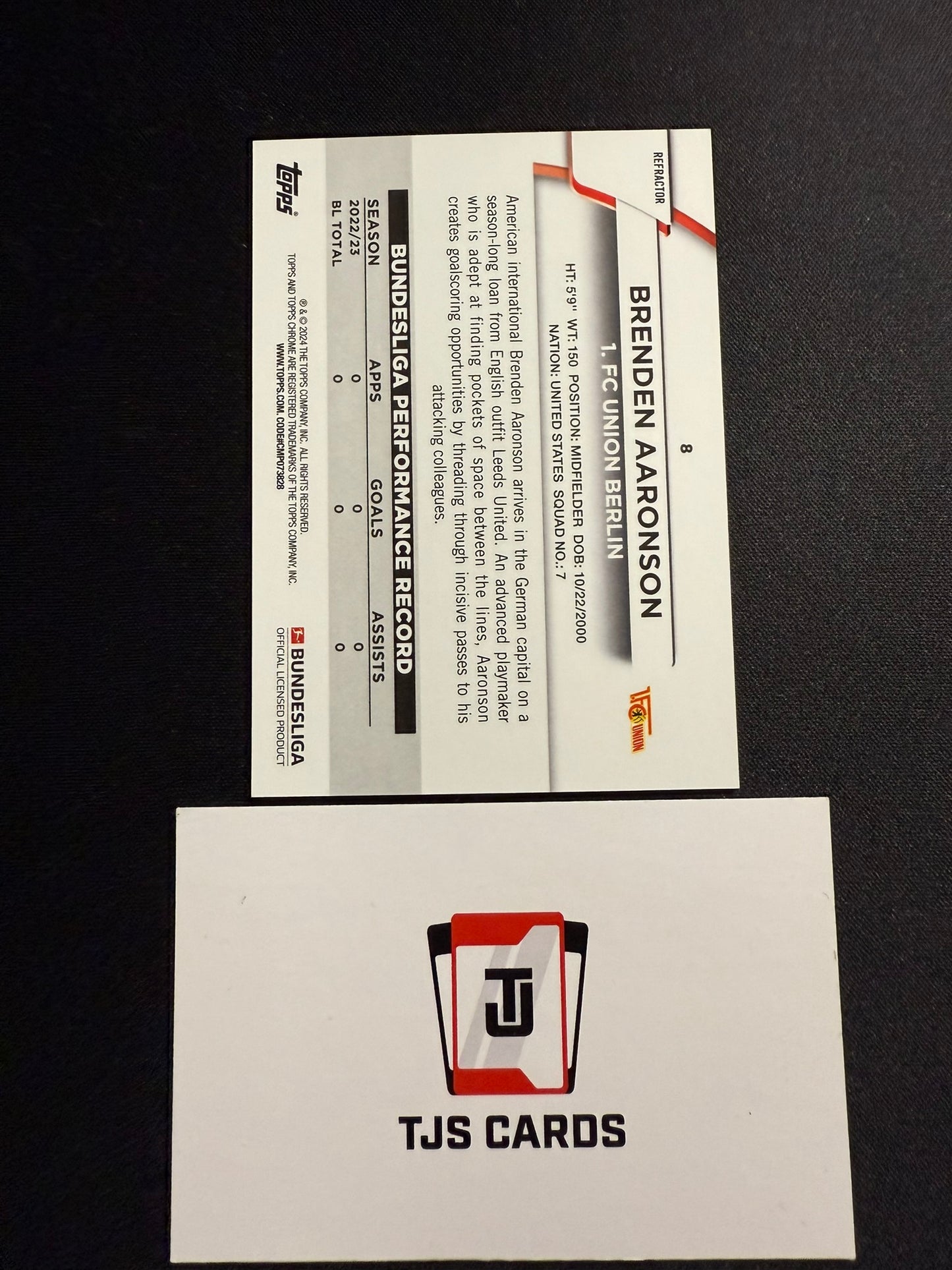 Brenden Aaronson - Blue /175 - TOPPS Bundesliga Chrome 2023/24