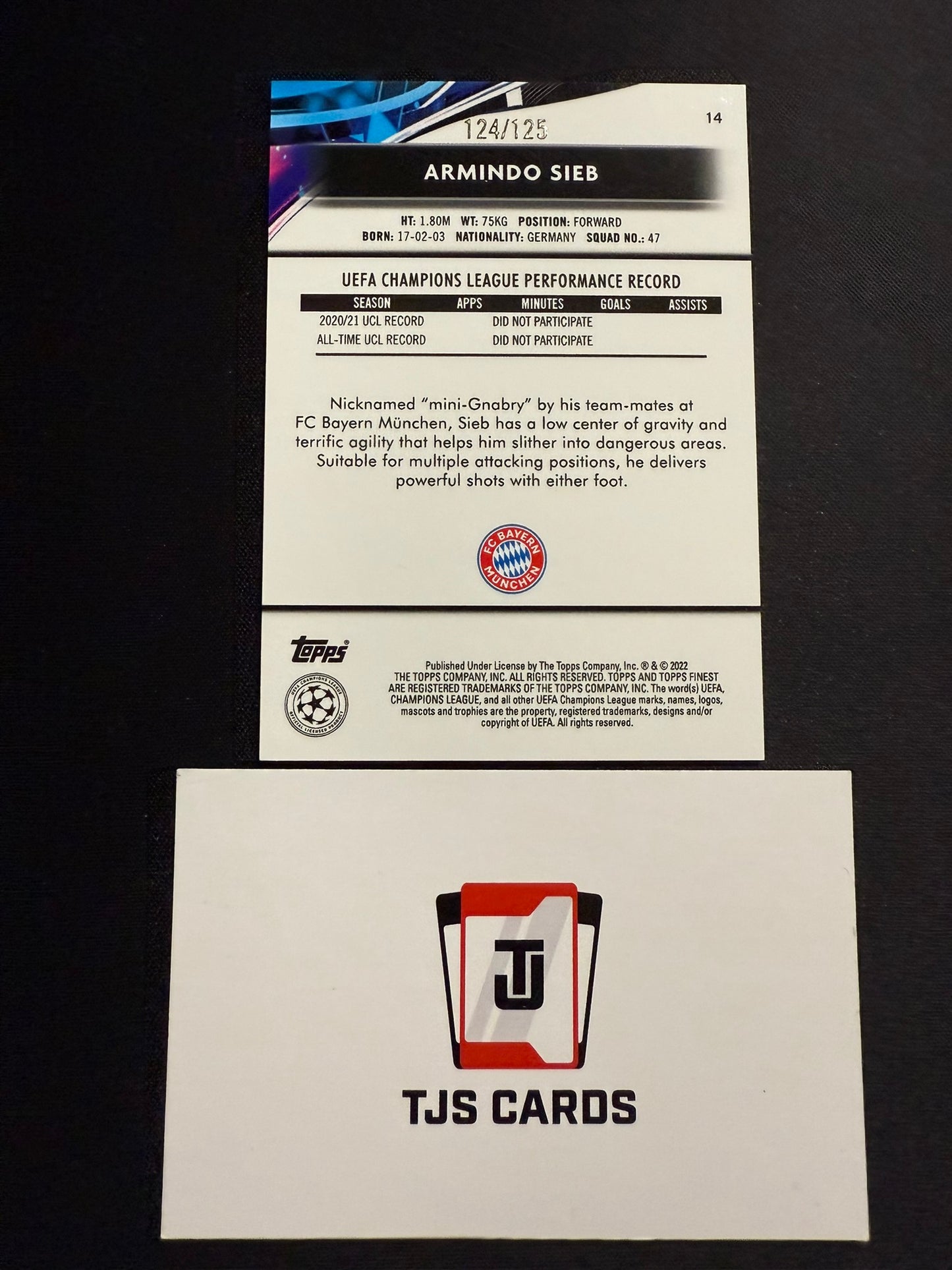 Armindo Sieb - Rookie Pink Pulsar /125 - TOPPS Finest UCL 2021/22