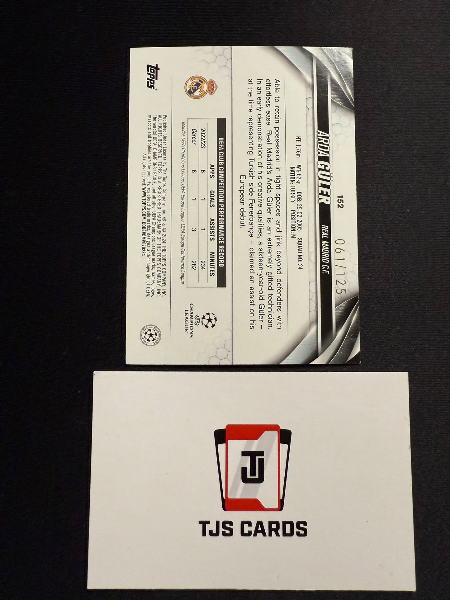 Arda Guler - Blue Inferno /125 - TOPPS UCC 2023/24