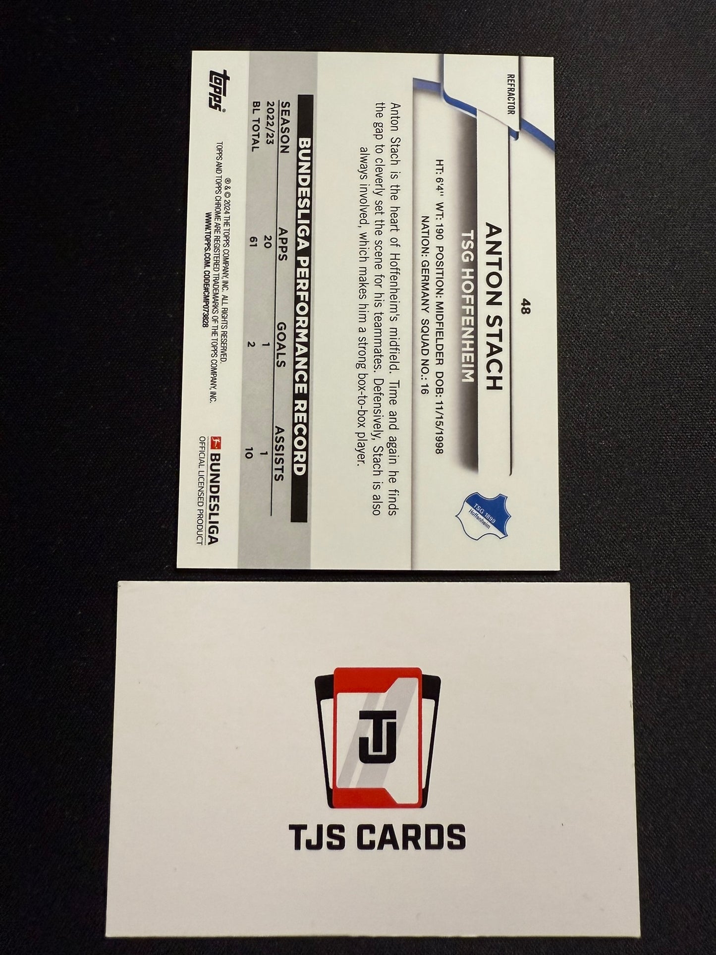 Anton Stach - Aqua Wave /275 - TOPPS Bundesliga Chrome 2023/24