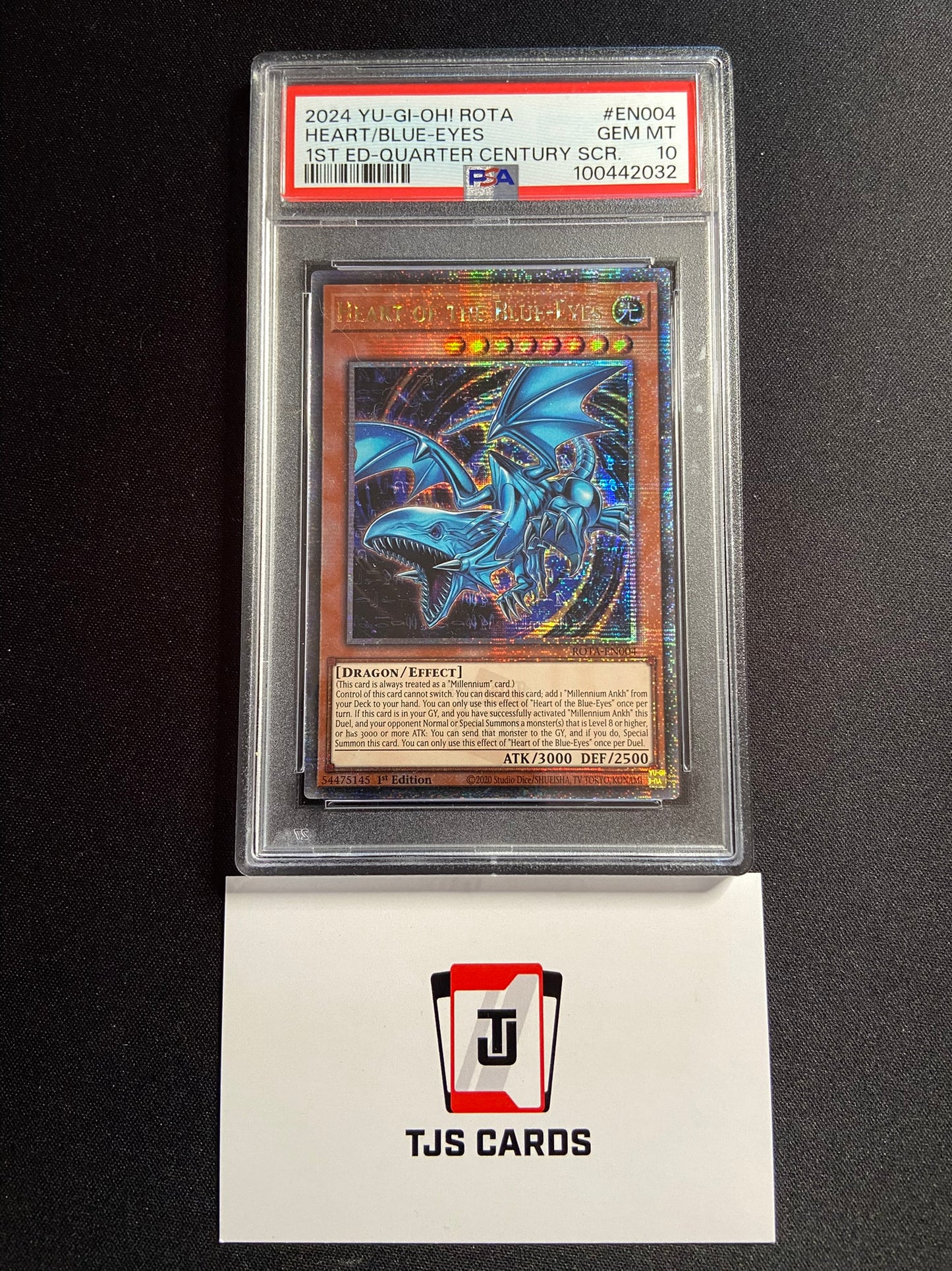 Heart Of The Blue-Eyes - PSA 10 - Quarter Century Secret Rare 1st Edition ROTA-EN004 - YuGiOh