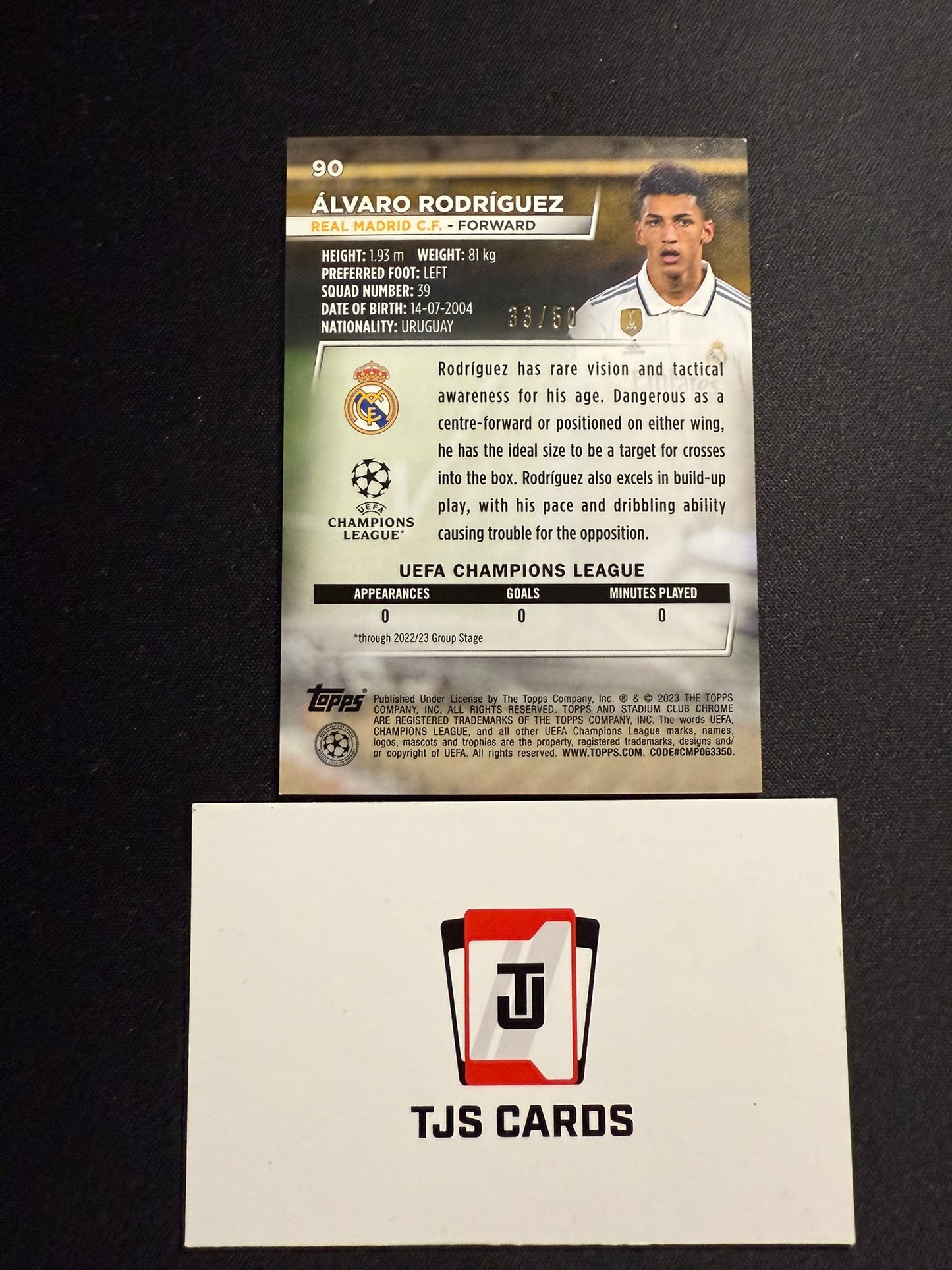 Alvaro Rodriguez - Rookie Gold Prism /50 - TOPPS Stadium Club Chrome 2022/23