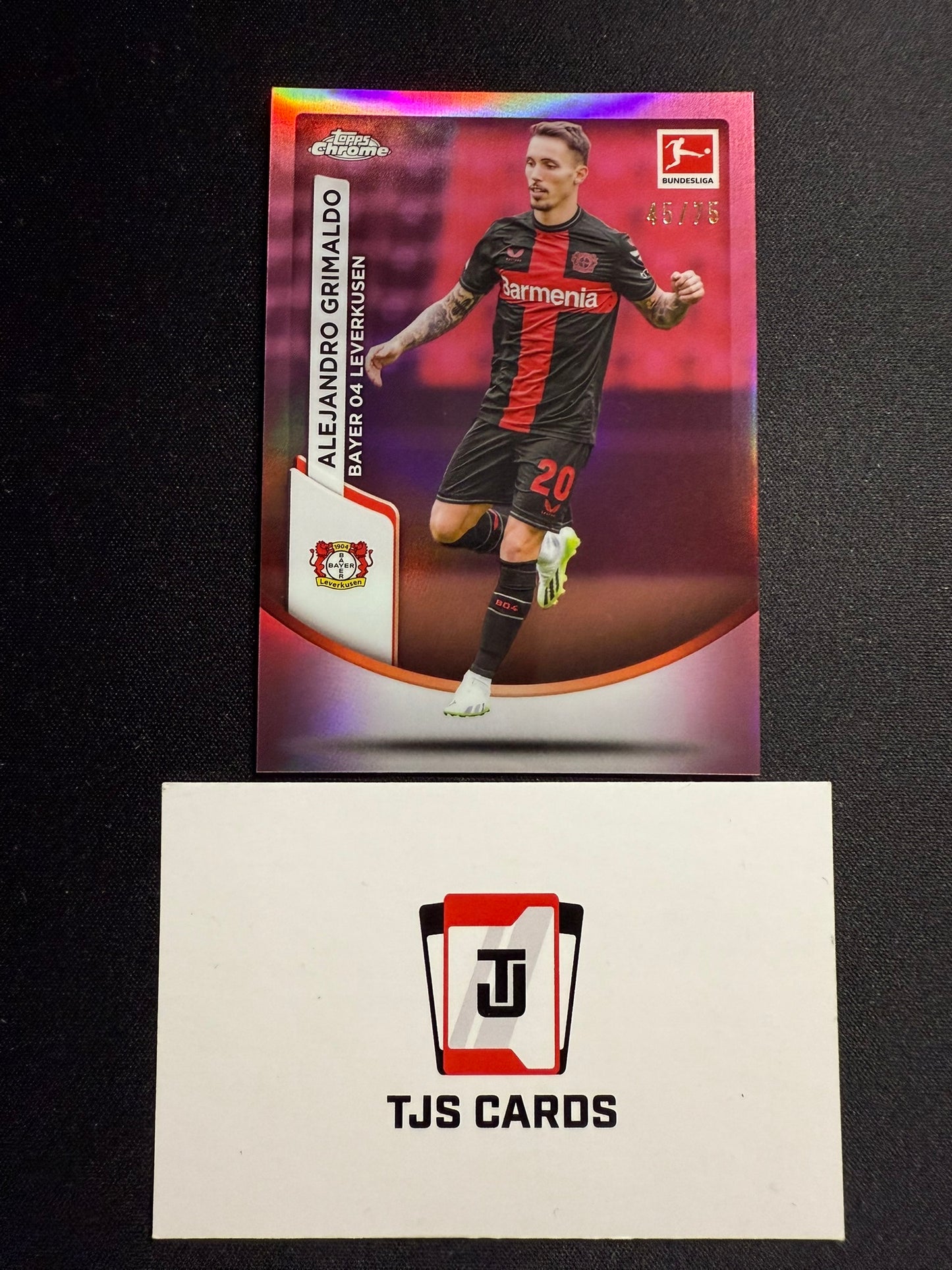 Alejandro Grimaldo - Pink /75 - TOPPS Bunesliga Chrome 2023/24