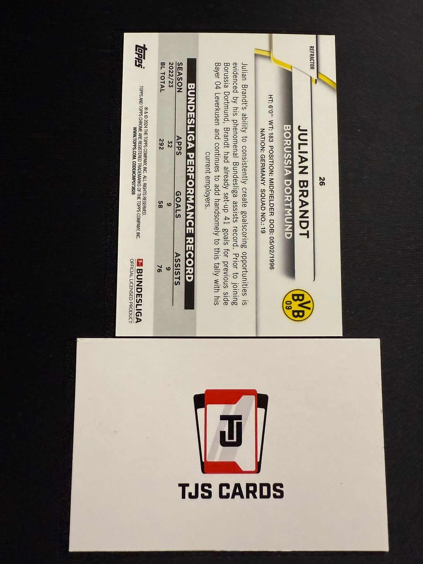 Julian Brandt - Purple /299 - TOPPS Bundesliga Chrome 2023/24