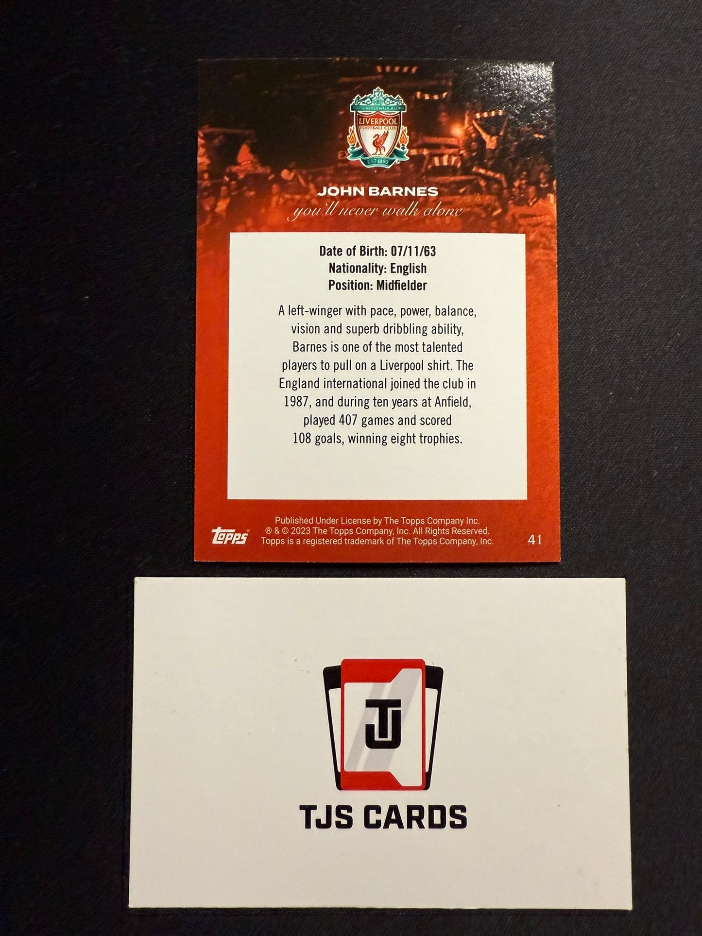 John Barnes - Aqua YNWA /250 - TOPPS Liverpool Team 2023/24