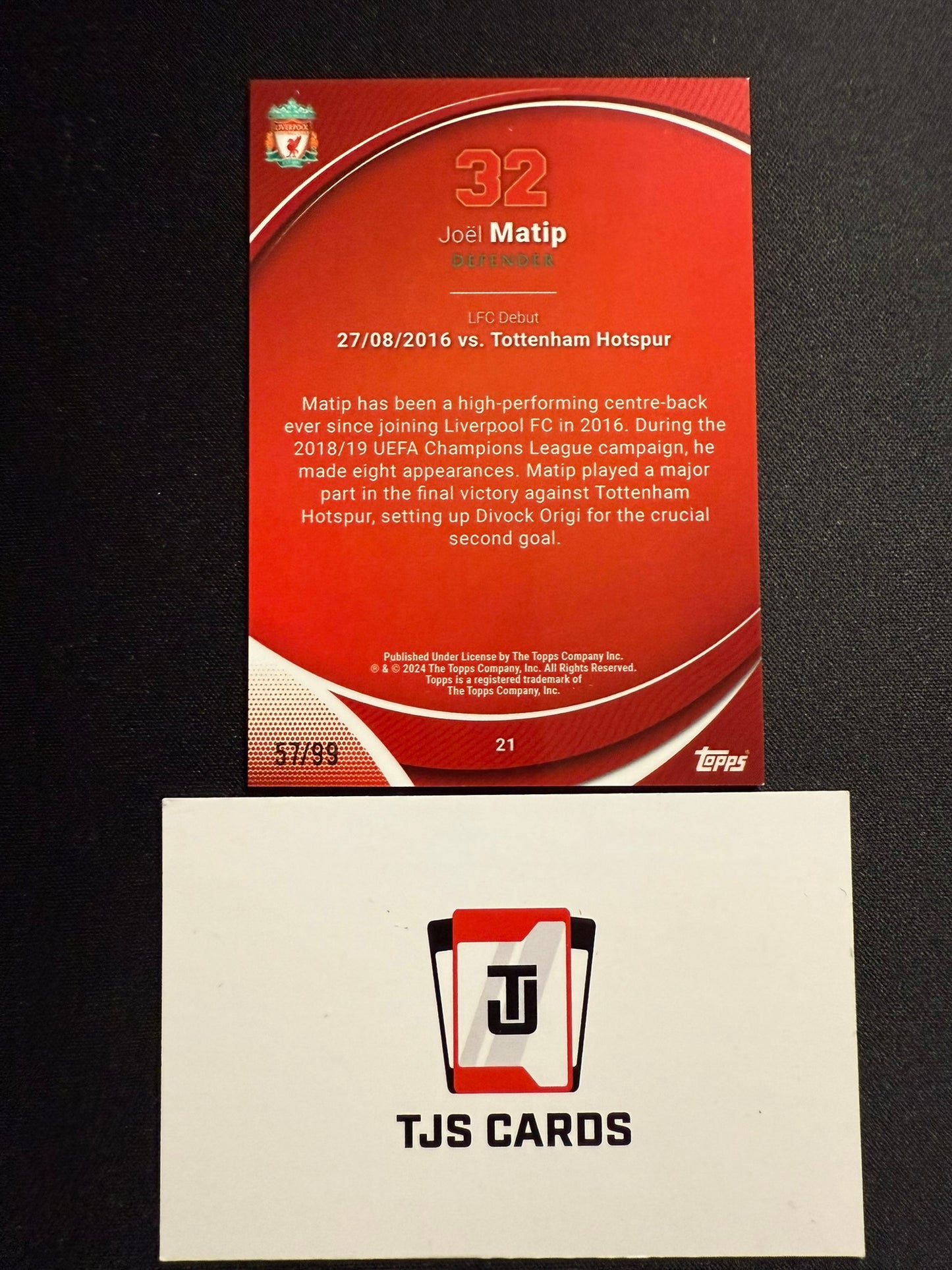 Joel Matip - Aqua /99 - TOPPS Liverpool Chrome 2023/24