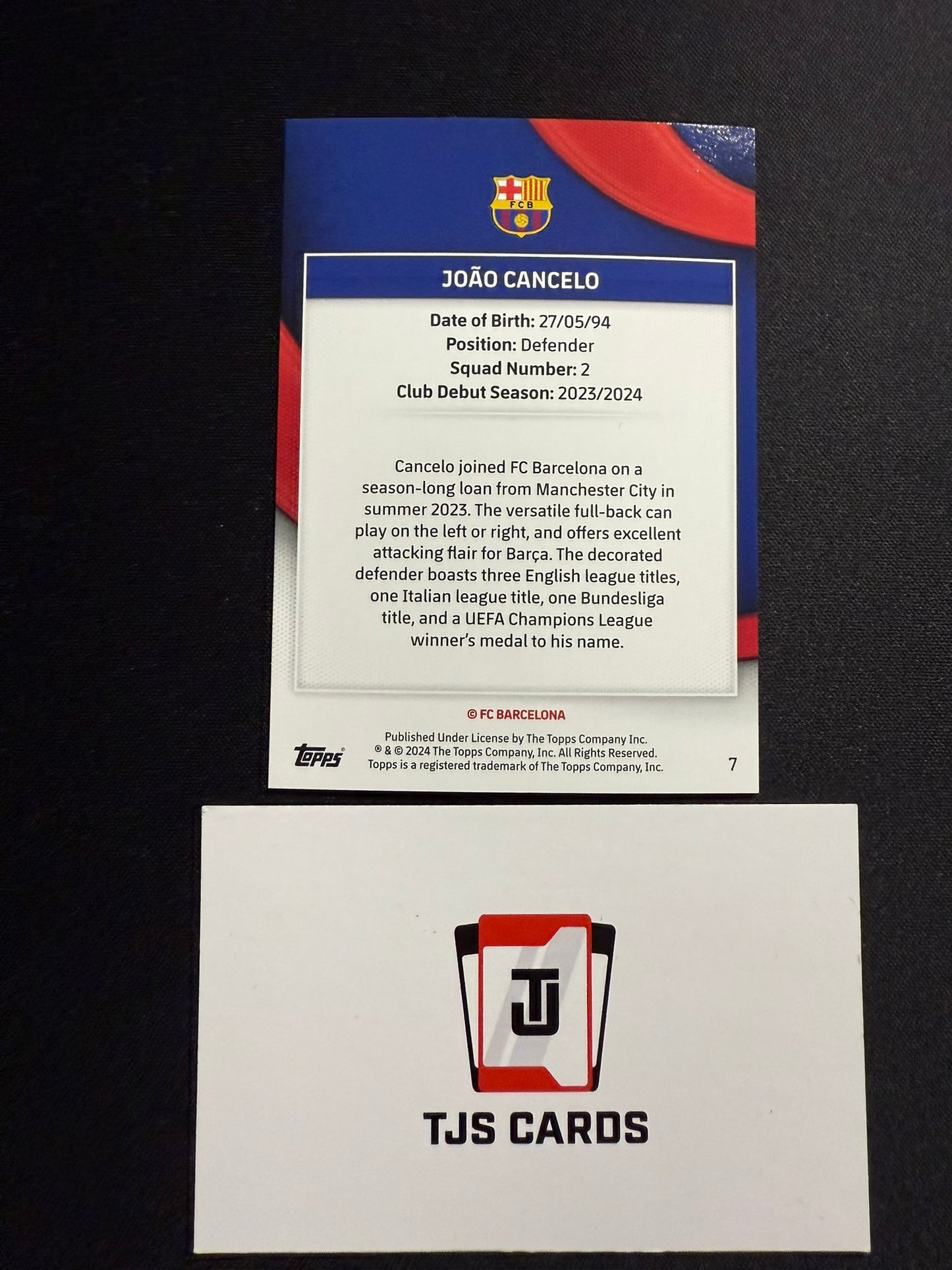 Joao Cancelo - Pink /99 - TOPPS Barcelona Team Set 2023/24