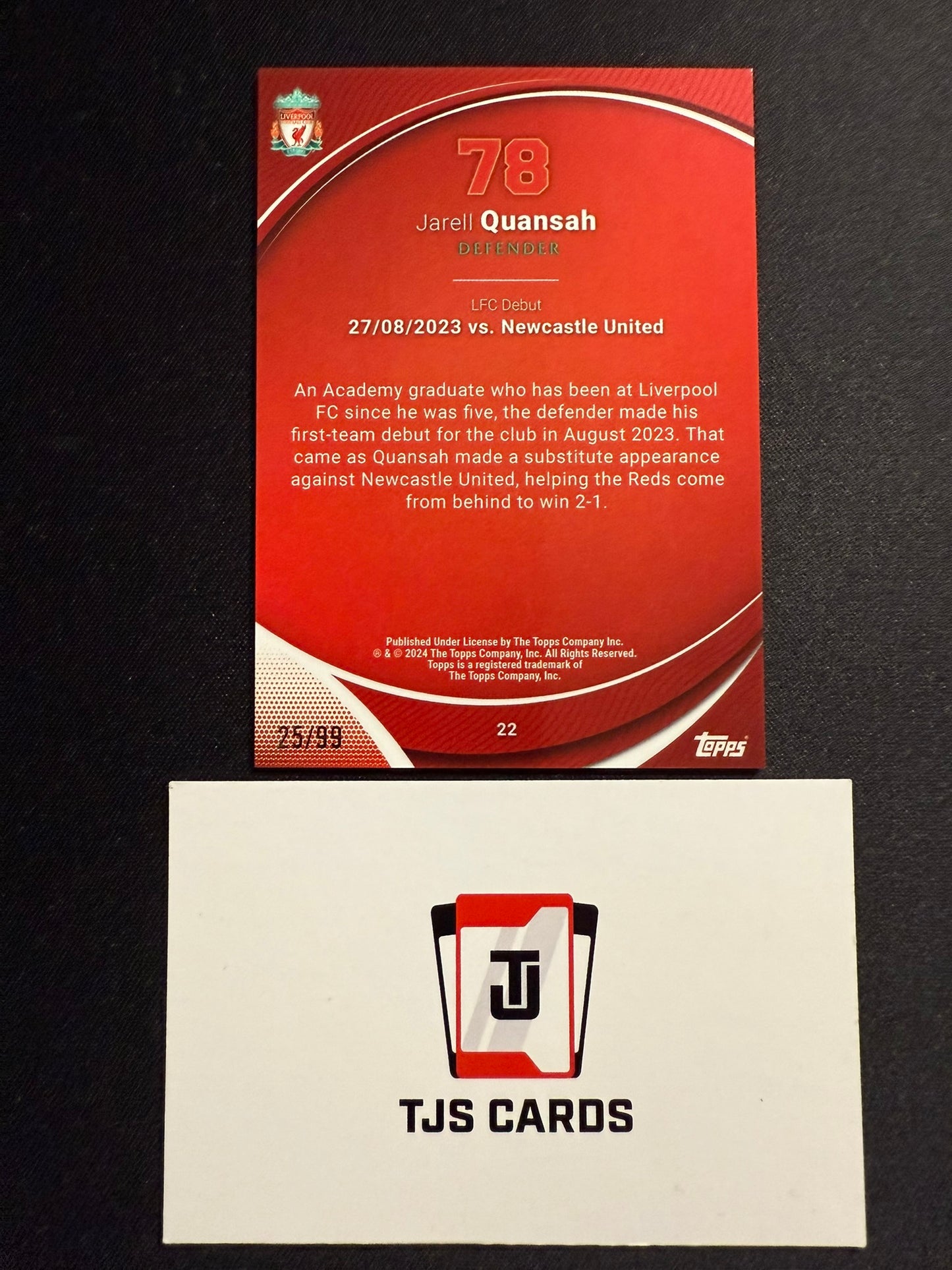 Jarell Quansah - Rookie Aqua /99 - TOPPS Liverpool Chrome 2023/24
