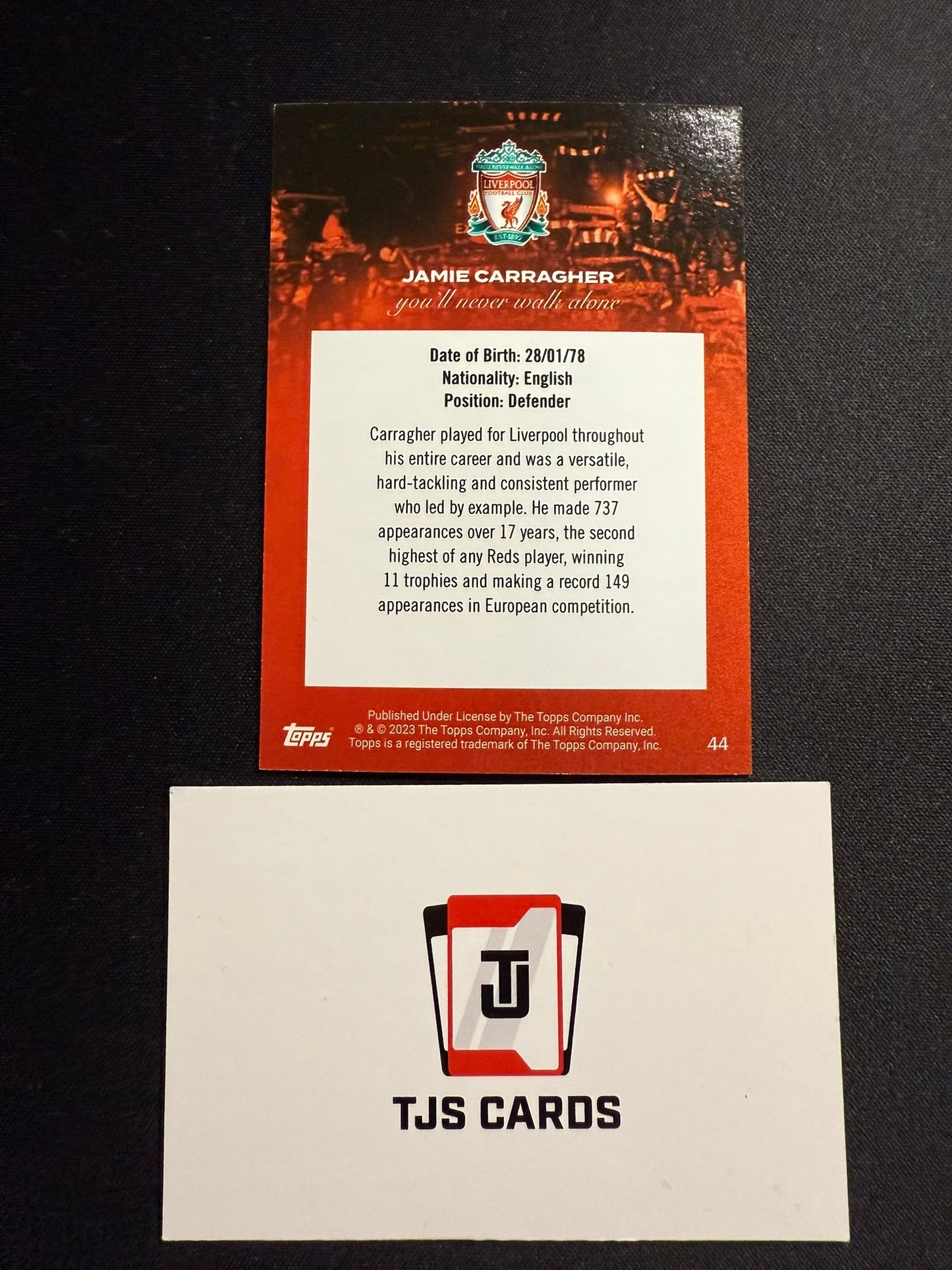 Jamie Carragher - Aqua YNWA /250 - TOPPS Liverpool Team Set 2023/24