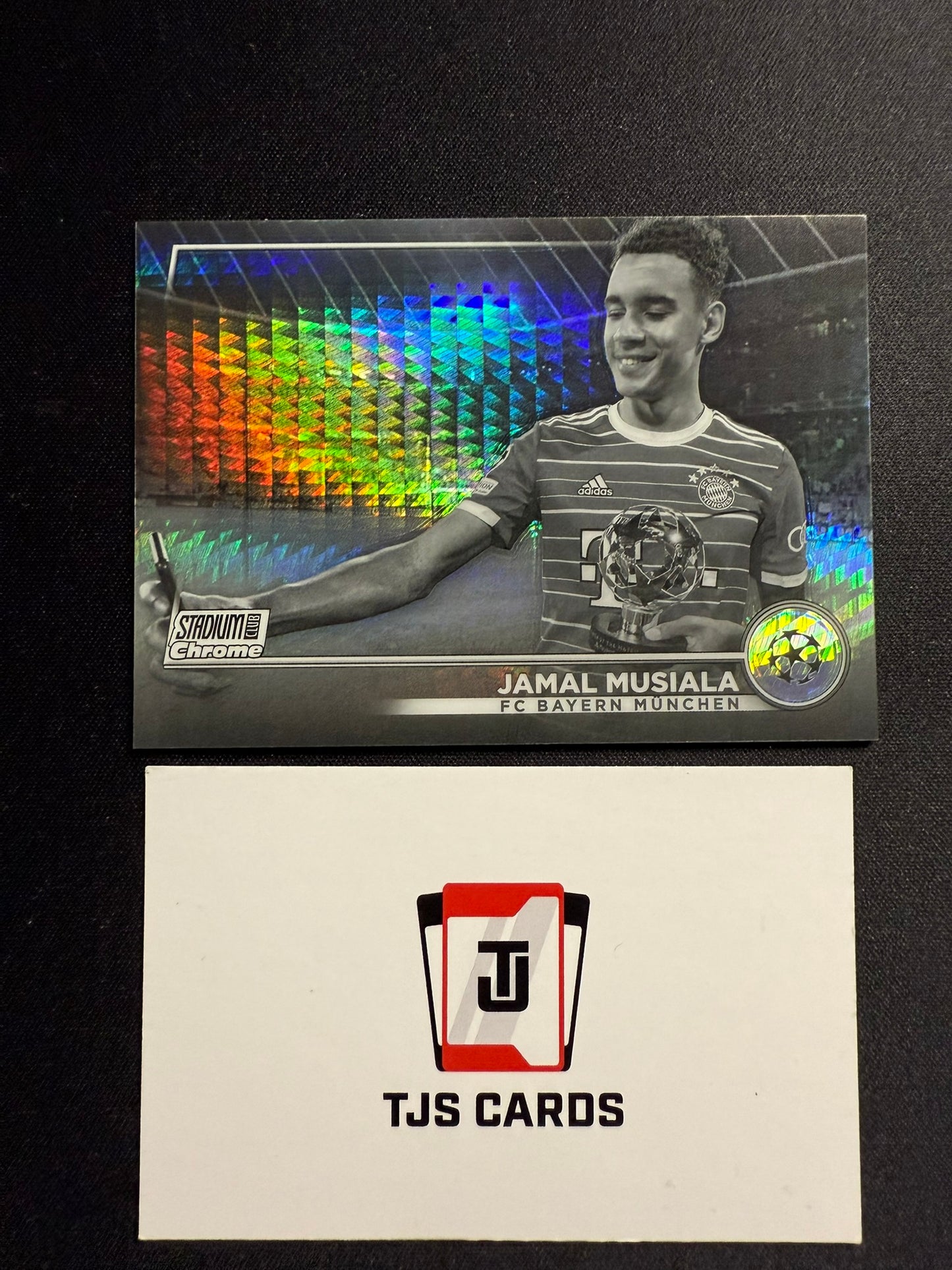 Jamal Musiala - Black & White Prism /350 - TOPPS Stadium Club Chrome 2022/23
