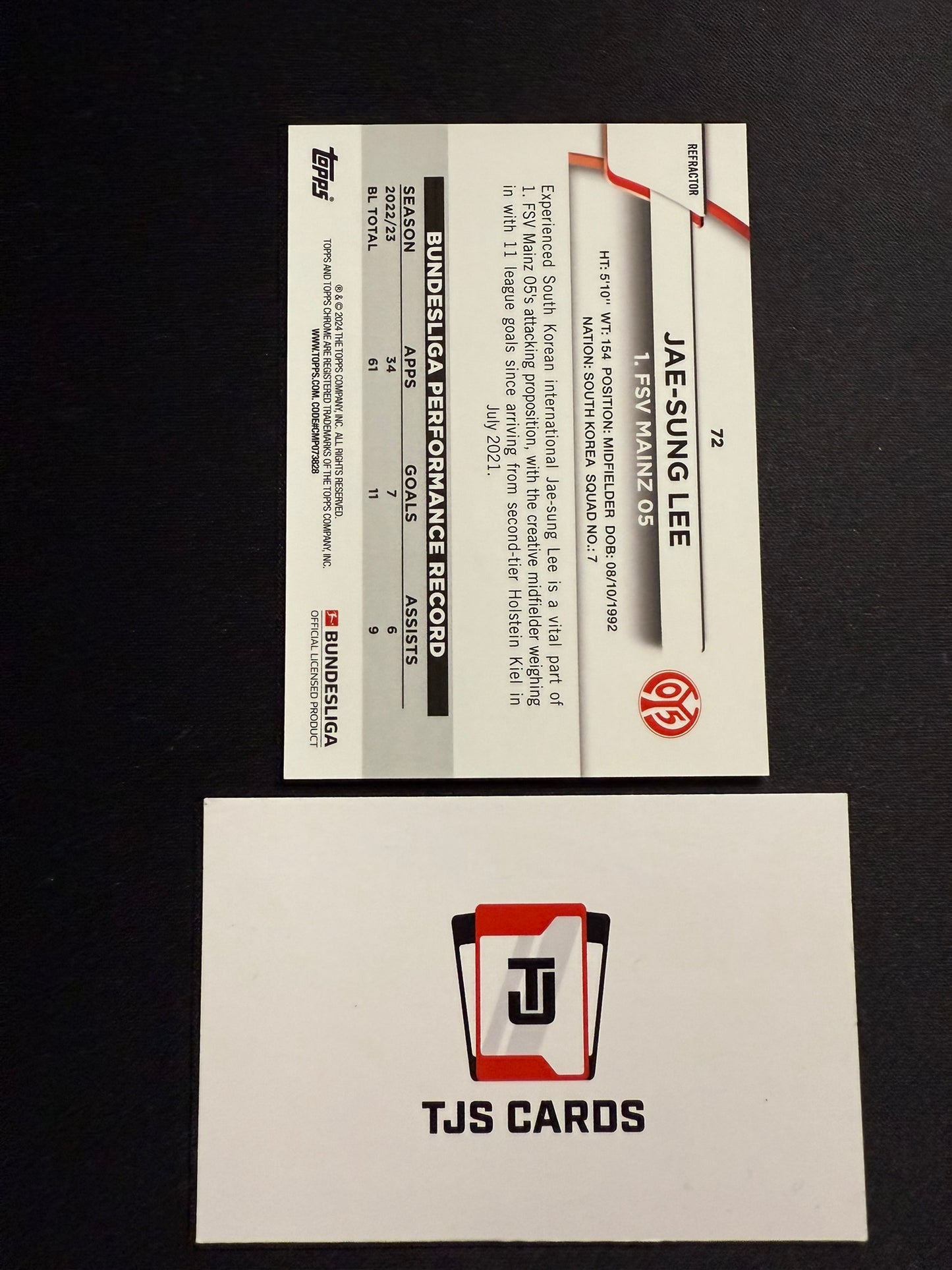 Jae-Sung Lee - Blue Wave /175 - TOPPS Bundesliga Chrome 2023/24