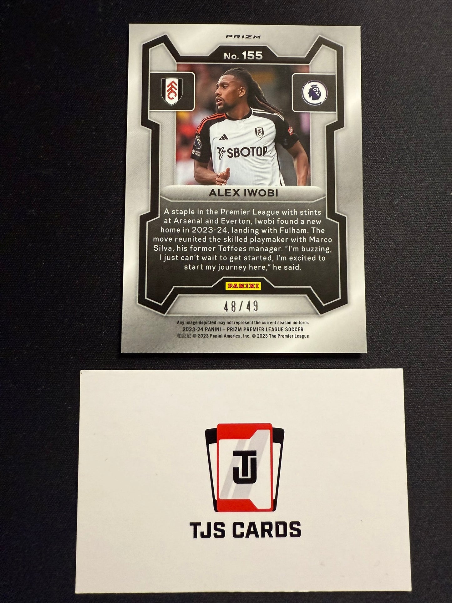 Alex Iwobi - Red Lazer /49 - Panini Prizm Premier League 2023/24