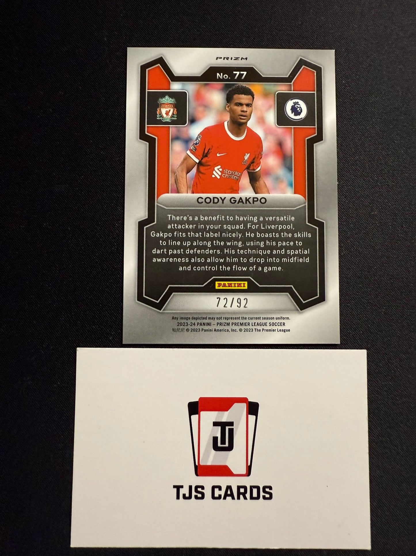 Cody Gakpo - Purple & White /92 - Panini Prizm Premier League 2023/24