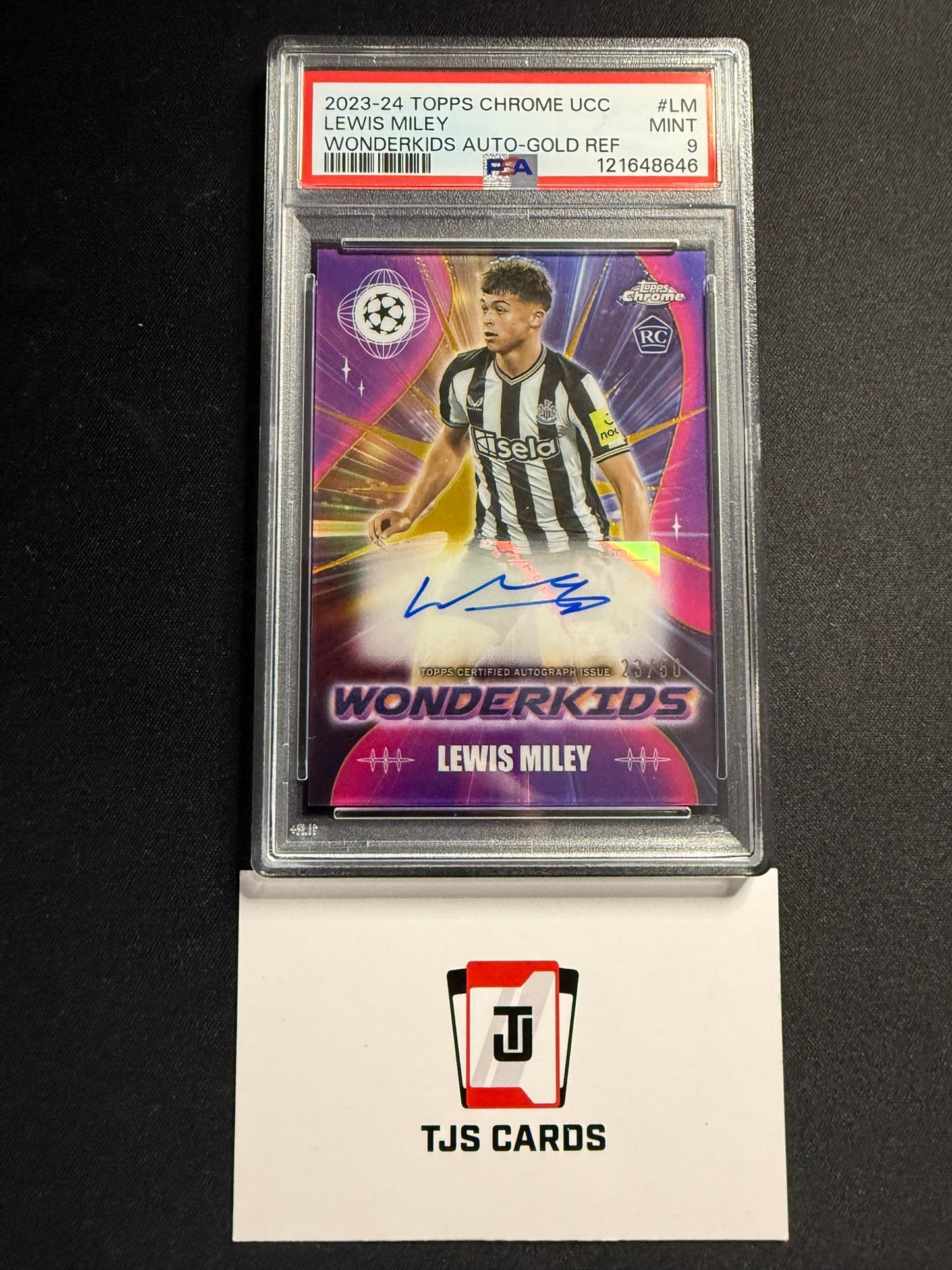 Lewis Miley - PSA 9 - Gold Rookie Wonderkids Auto /50 - TOPPS Chrome UCC 2023/24