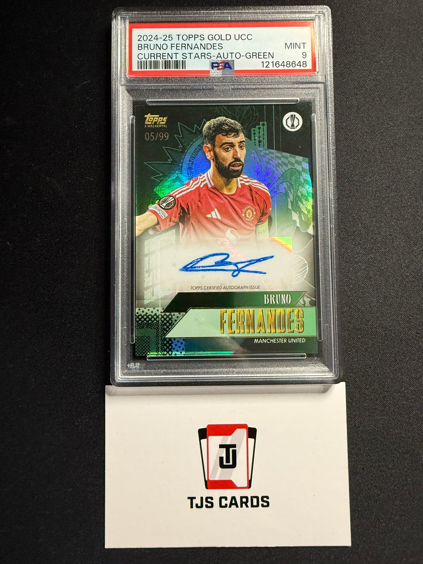 Bruno Fernandes - PSA 9 - Green Auto /99 - TOPPS Gold UCC 2024/25
