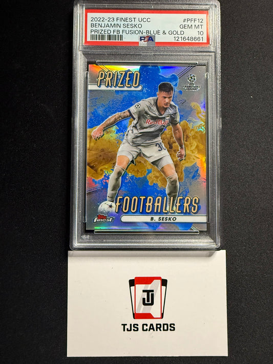 Benjamin Sesko - PSA 10 - Prized Footballers Fusion Blue & Gold - TOPPS Finest UCC 2022/23
