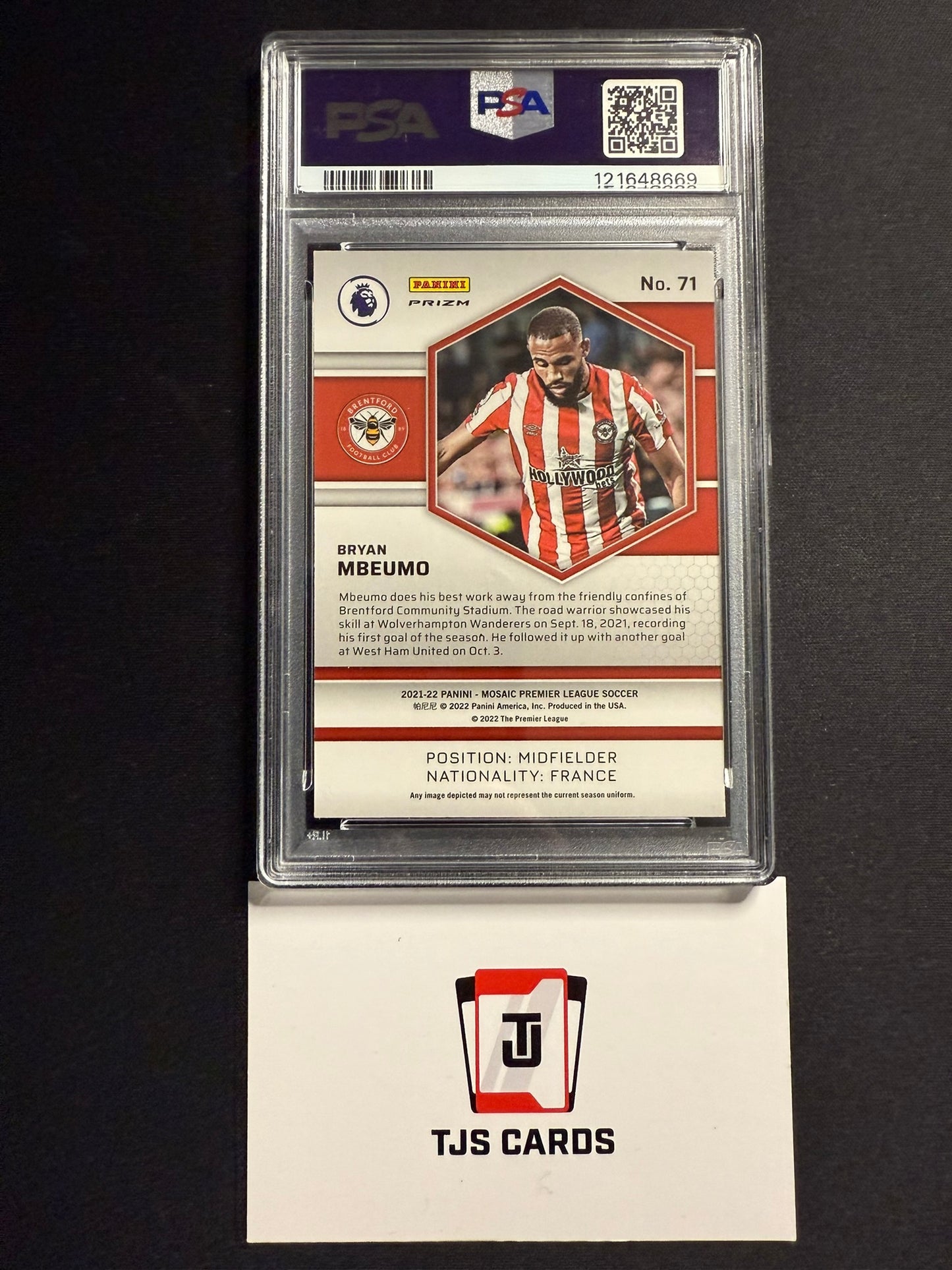 Bryan Mbeumo - PSA 10 - Silver Rookie - Panini Mosaic Premier League 2021/22