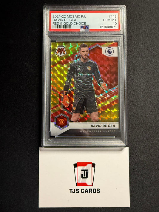David De Gea - PSA 10 - Red & Gold /88 - Panini Mosaic Premier League 2021/22