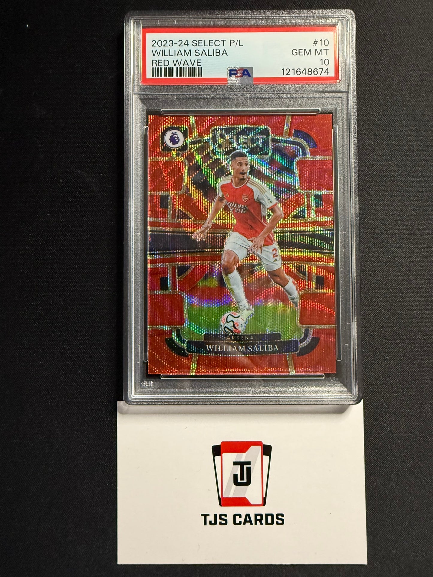 William Saliba - PSA 10 - Red Wave /149 - Panini Select Premier League 2024/25