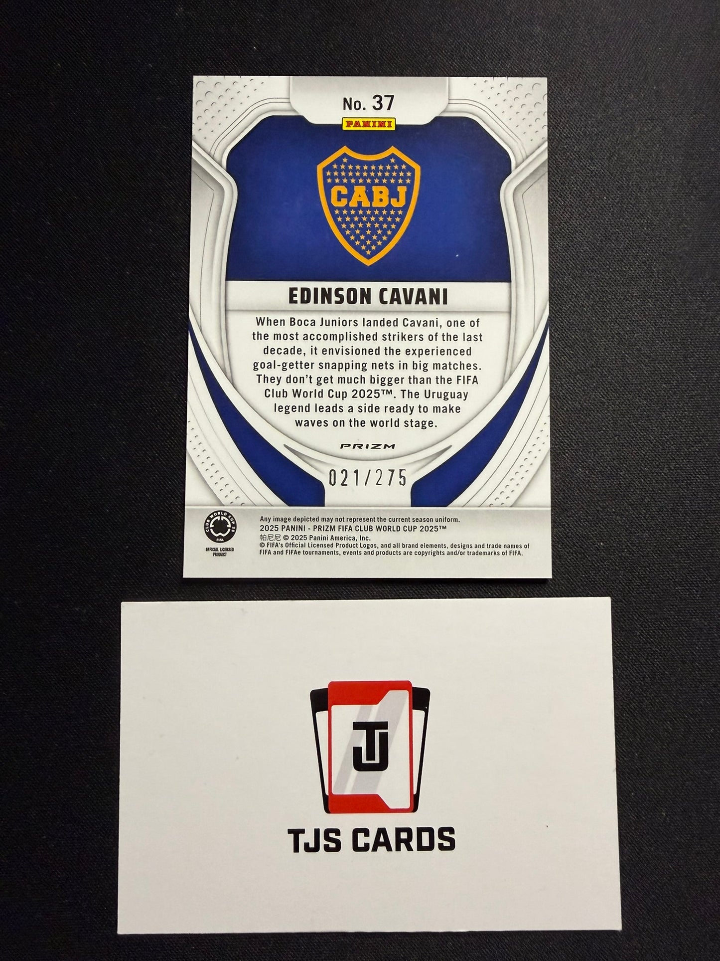 Edinson Cavani - Blue Seismic /275 - Panini Prizm Club World Cup 2025